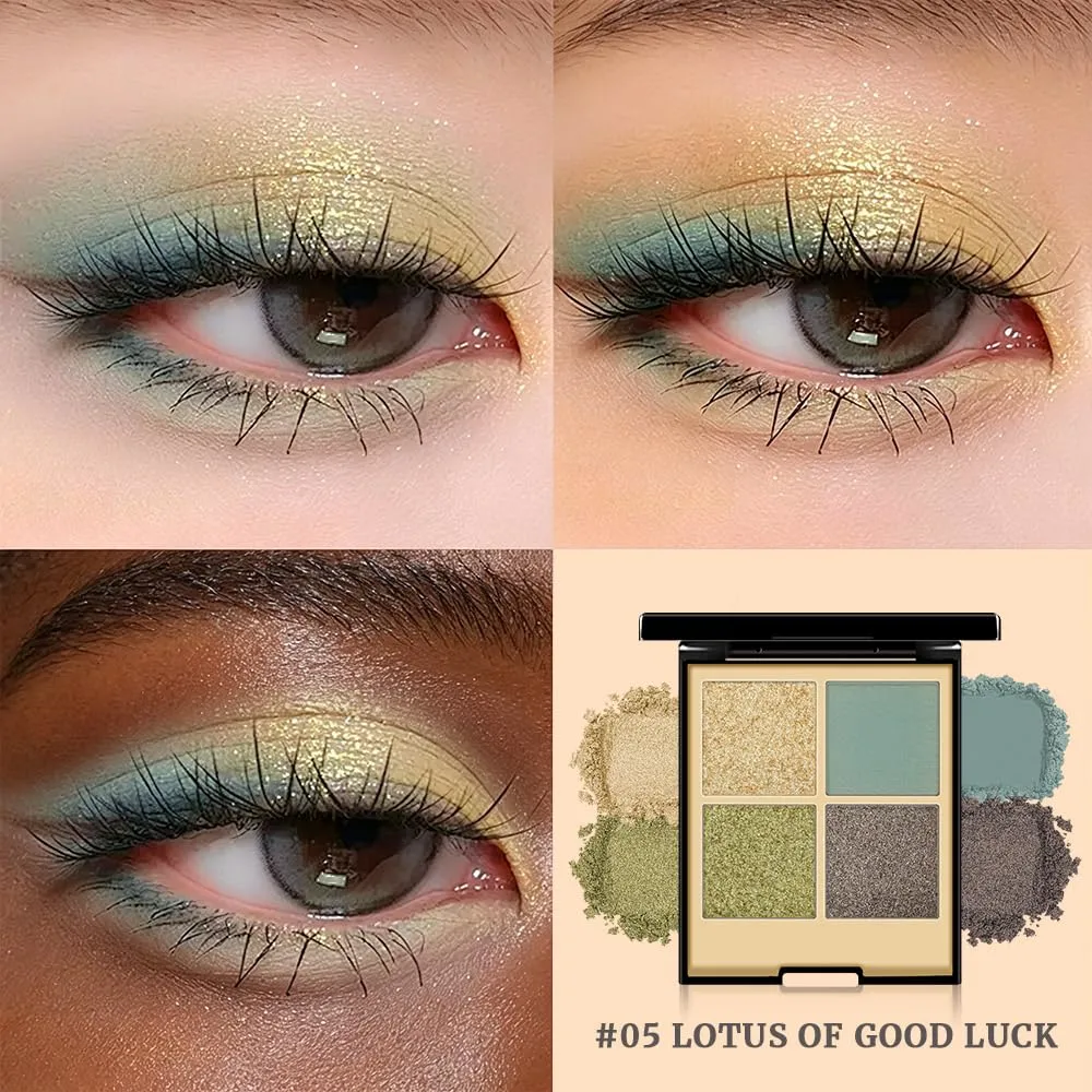 Eyeshadow Palette, Sage Olive Glow Eye Shadow Quad with Matte & Shimmer Finishes | Highly Pigmented, Blendable, Long Lasting Green Neutral Eyeshadow for Everyday, Soft Glam & Nature-Inspired Makeup 5