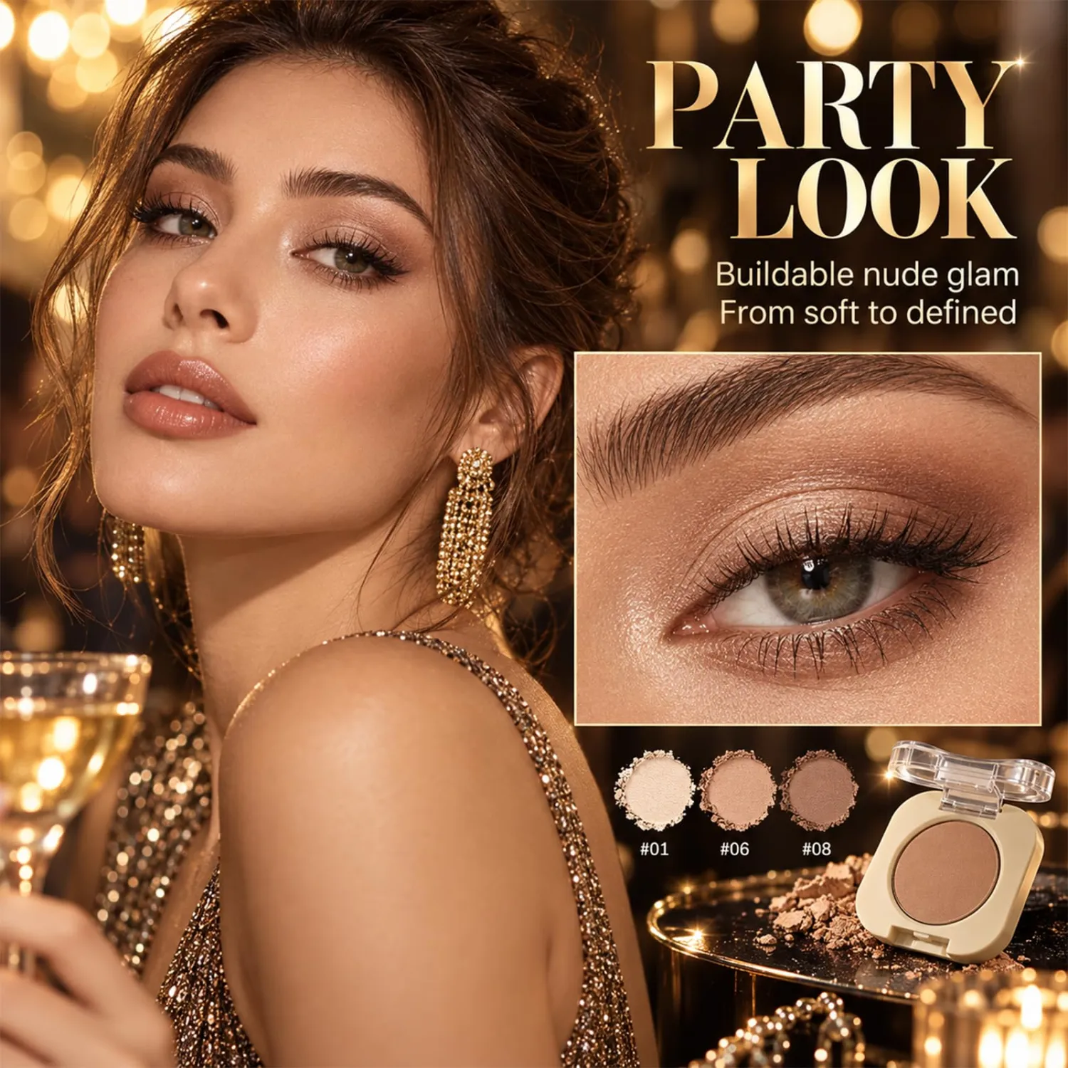 4 Colors Matte Nude Eyeshadow Set, Soft Beige Pink Brown Ivory Eye Shadow Collection, Blendable Powder Makeup for Women Daily Makeup, Work, Party, Travel and Natural Eye Looks