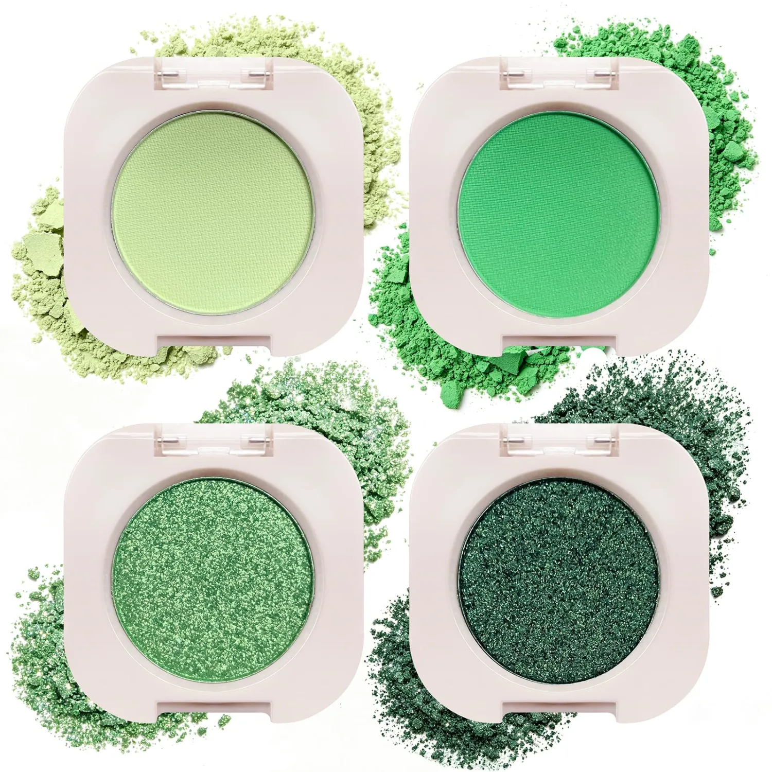 4 Colors Green Eyeshadow Palette, Matte Shimmer Eye Shadow Makeup Set, Blendable Highly Pigmented Eye Makeup for Women Halloween Cosplay Festival Party Daily Looks