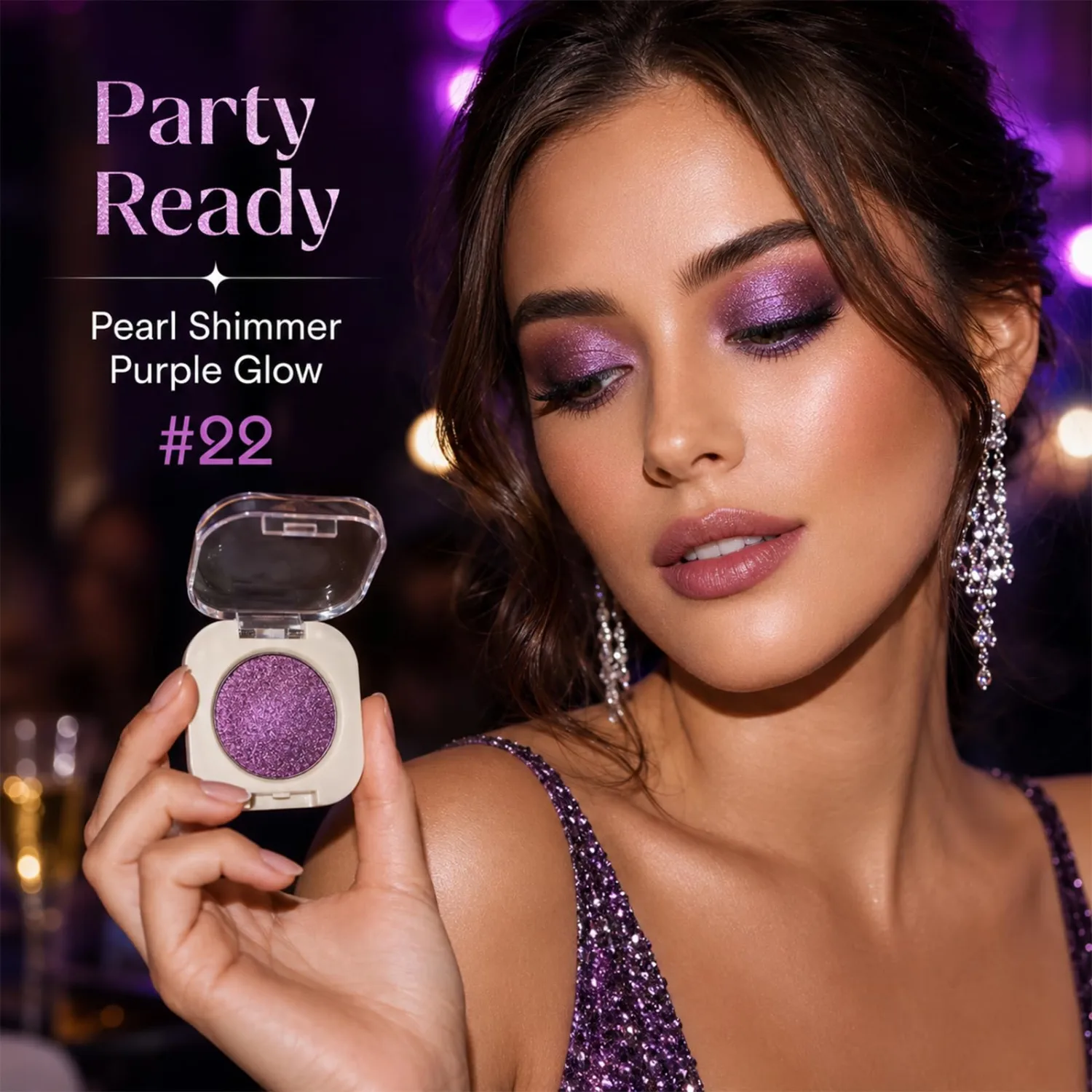 4 Colors Purple Eyeshadow Set, Matte and Shimmer Eye Shadow Powder Makeup, Highly Pigmented Blendable Purple Pink Eye Makeup for Women, Halloween, Party, Festival and Cosplay Looks