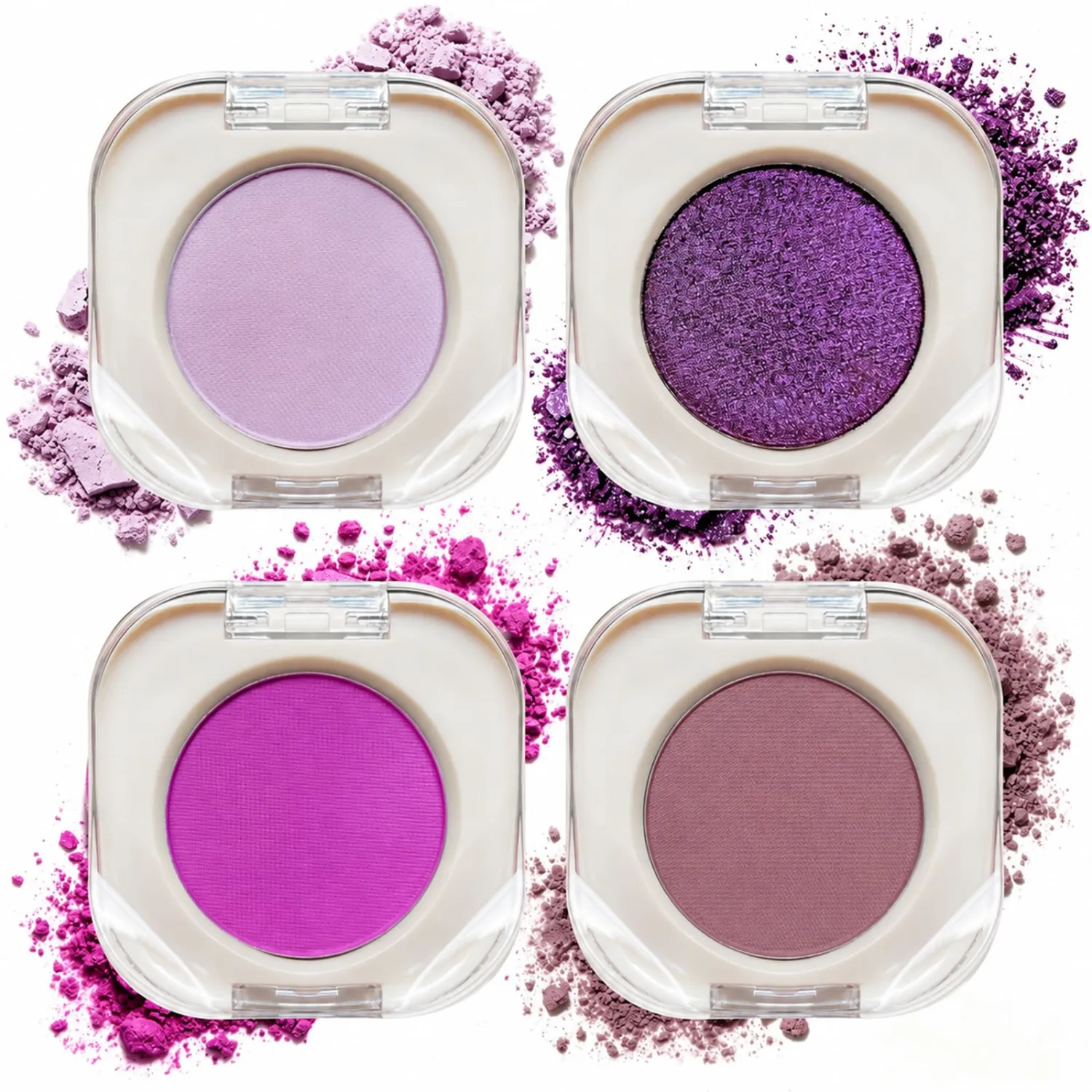 4 Colors Purple Eyeshadow Set, Matte and Shimmer Eye Shadow Powder Makeup, Highly Pigmented Blendable Purple Pink Eye Makeup for Women, Halloween, Party, Festival and Cosplay Looks