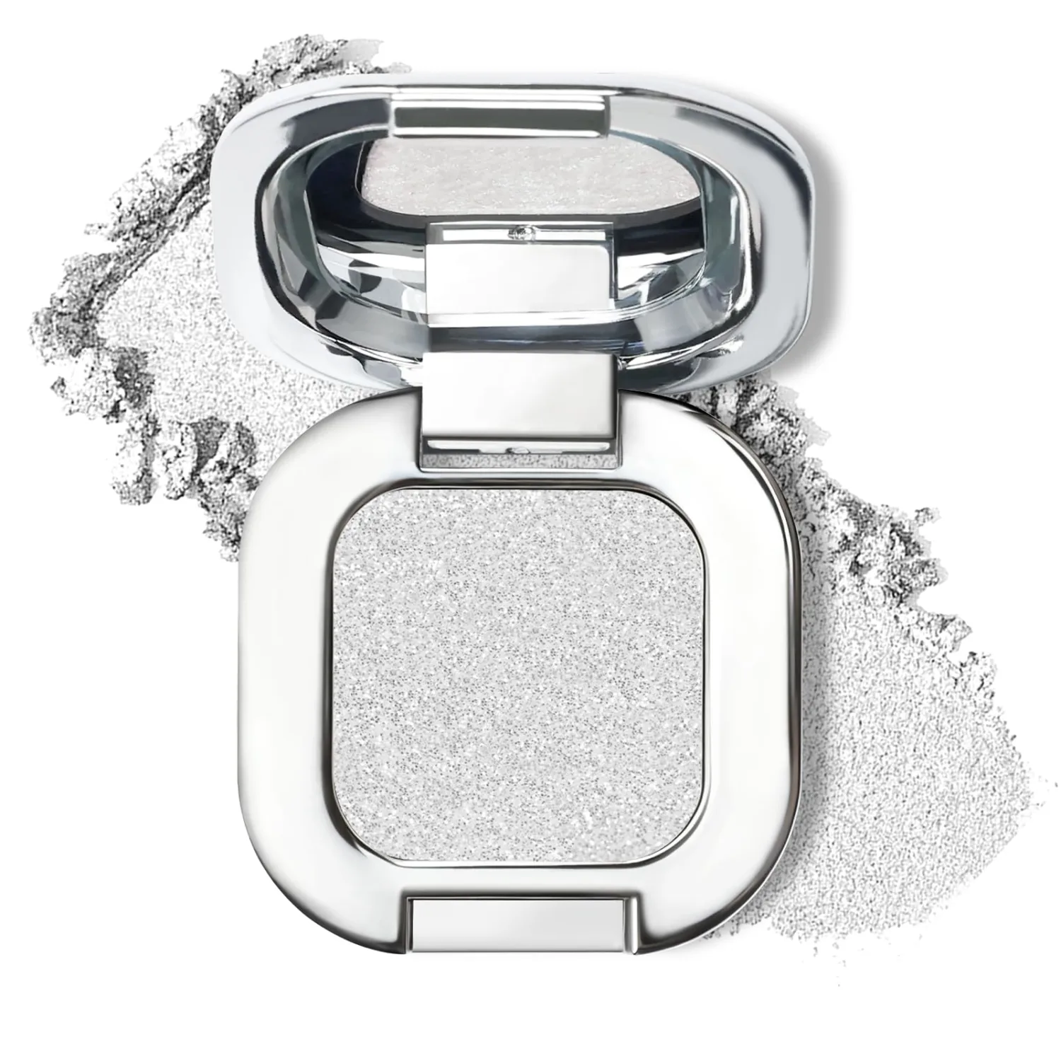 Single Glitter Eyeshadow, Silver White Glitter Smooth Eye Shadow Palette Makeup for Women, Lightweight & Blendable Formula for Daily Eye Shadow Palette Fairy Makeup #01