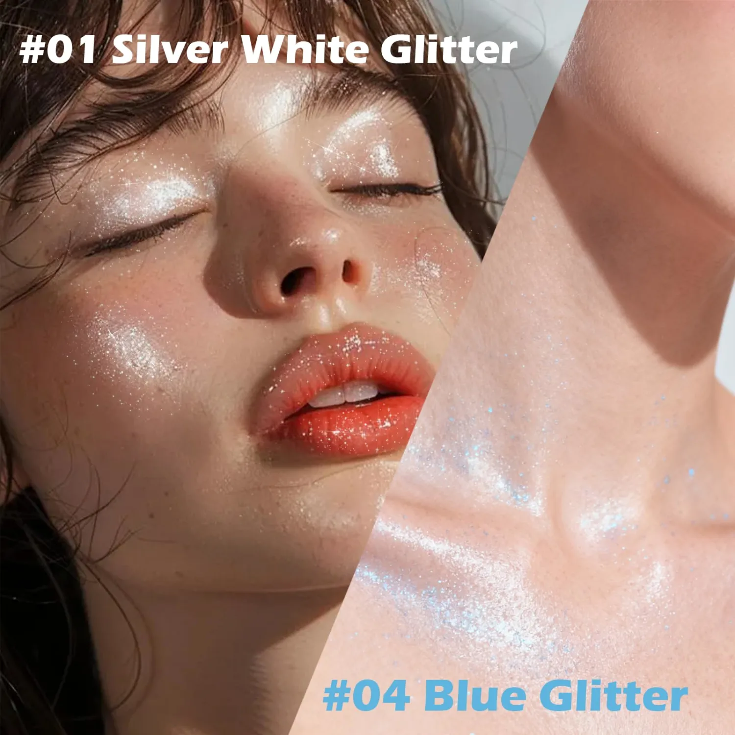 Single Glitter Eyeshadow, Silver White Glitter Smooth Eye Shadow Palette Makeup for Women, Lightweight & Blendable Formula for Daily Eye Shadow Palette Fairy Makeup #01