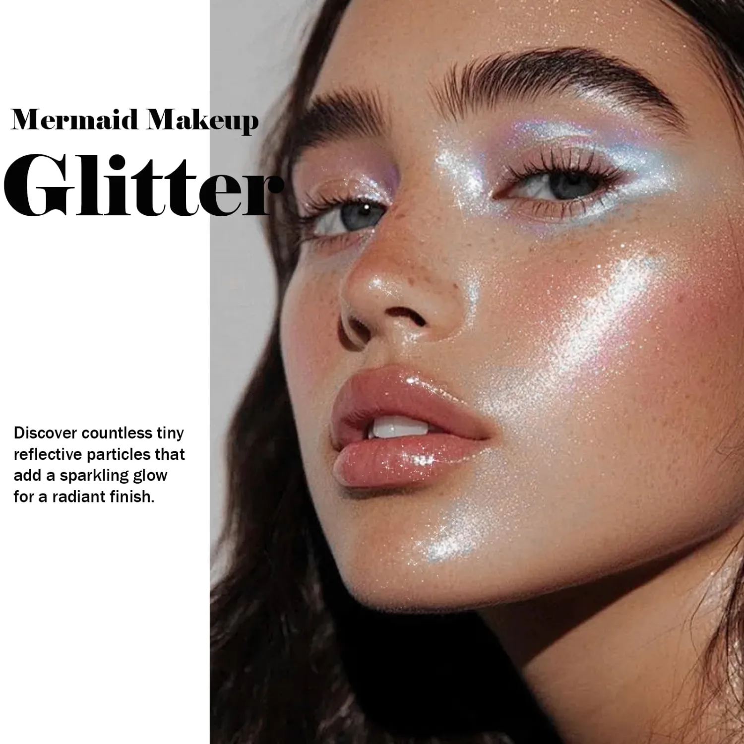 Single Glitter Eyeshadow, Silver White Glitter Smooth Eye Shadow Palette Makeup for Women, Lightweight & Blendable Formula for Daily Eye Shadow Palette Fairy Makeup #01