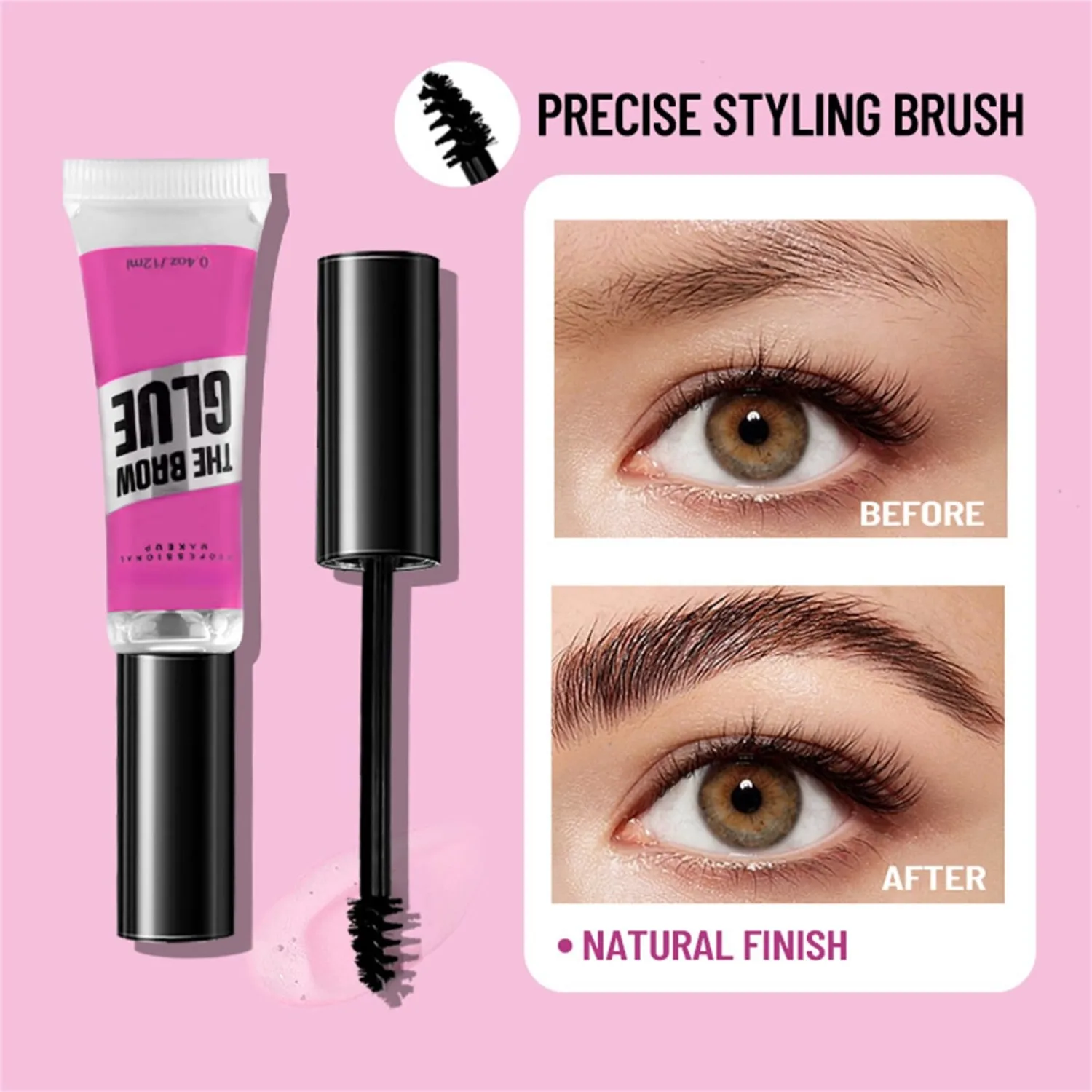 Clear Eyebrow Gel Set, Fast Eyebrow Shaping,Long-Lasting Waterproof and Transfer-Proof Extreme Hold Brow Glue(Transparent-2PCS)