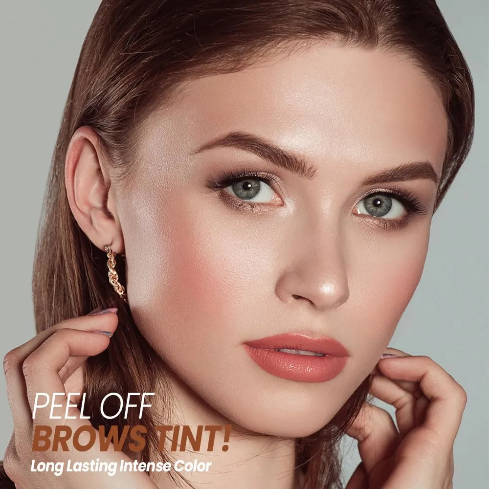 Taupe Eyebrow Gel Tattoo Peel Off with Tweezer, Waterproof & Smudge Proof, Long Lasting 3-5 Day Natural Looking Brow Tint, Beginner Friendly with Clip for Easy DIY at Home Brow Makeup