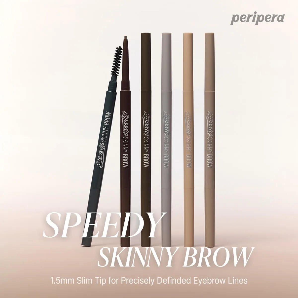 PERIPERA Speedy Skinny Brow (01 Gray Brown),1.5mm Precise Eyebrow Pencil, Dual-Sided Fine Tip Shades, Define Fills Brow Make up, K Beauty, Korean Make-up, Safe for Sensitive Skin