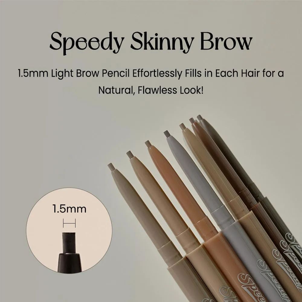 PERIPERA Speedy Skinny Brow (01 Gray Brown),1.5mm Precise Eyebrow Pencil, Dual-Sided Fine Tip Shades, Define Fills Brow Make up, K Beauty, Korean Make-up, Safe for Sensitive Skin
