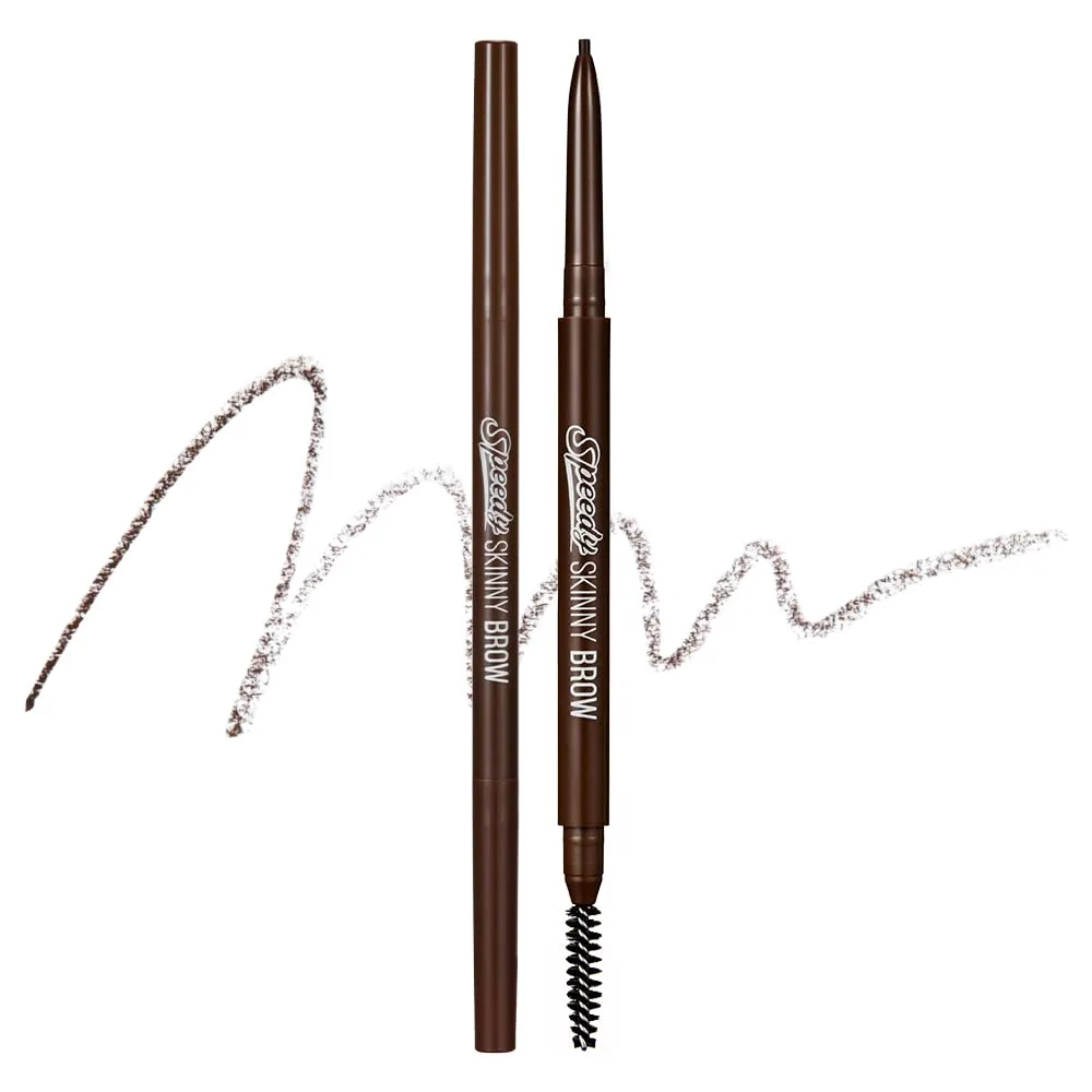 PERIPERA Speedy Skinny Brow (02 Dark Brown),1.5mm Precise Eyebrow Pencil, Dual-Sided Fine Tip Shades, Define Fills Brow Make up, K Beauty, Korean Make-up, Safe for Sensitive Skin