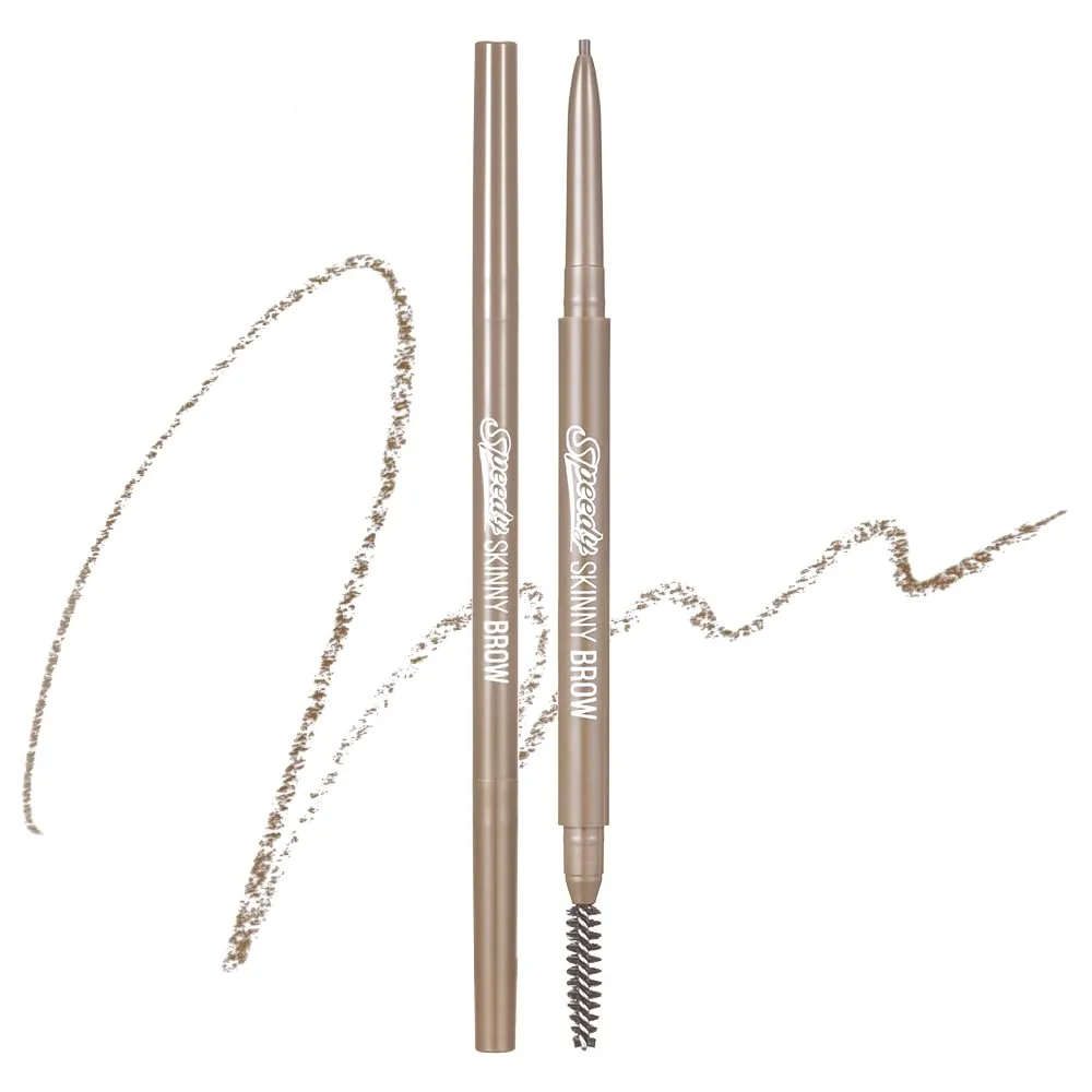 PERIPERA Speedy Skinny Brow (08 Taupe Beige), 1.5mm Precise Eyebrow Pencil, Dual-Sided Fine Tip Shades, Define Fills Brow Make up, K Beauty, Korean Make-up, Safe for Sensitive Skin