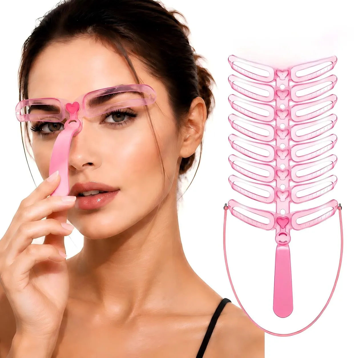 Eyebrow Template, Eyebrow Shaping Kit – Reusable Hard Plastic Stencils for Perfect Symmetrical Arches, Beginner-Friendly Brow Mapping Tool with 8 Natural Styles, Easy-to-Clean & Travel-Safe