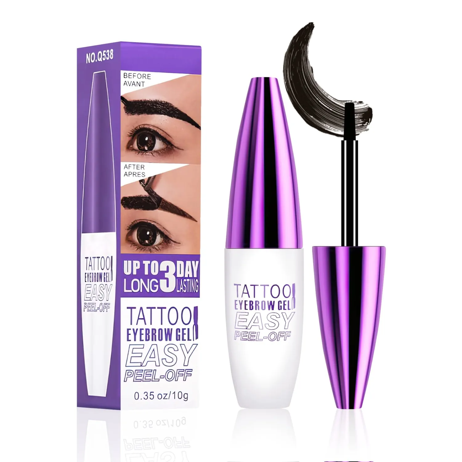 Peel Off Eyebrow Gel Easy Peel Off Eyebrow Tattoo Makeup (03 Grey Brown)