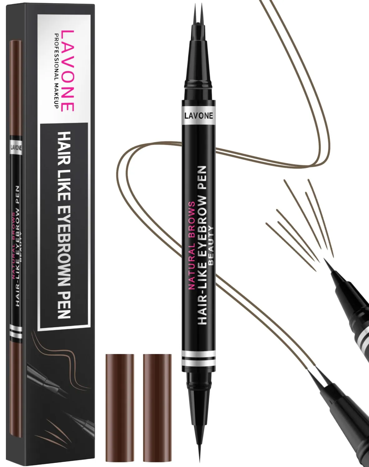 LAVONE 2-in-1 Waterproof Eyebrow Pencil with Brush, Ash Brown