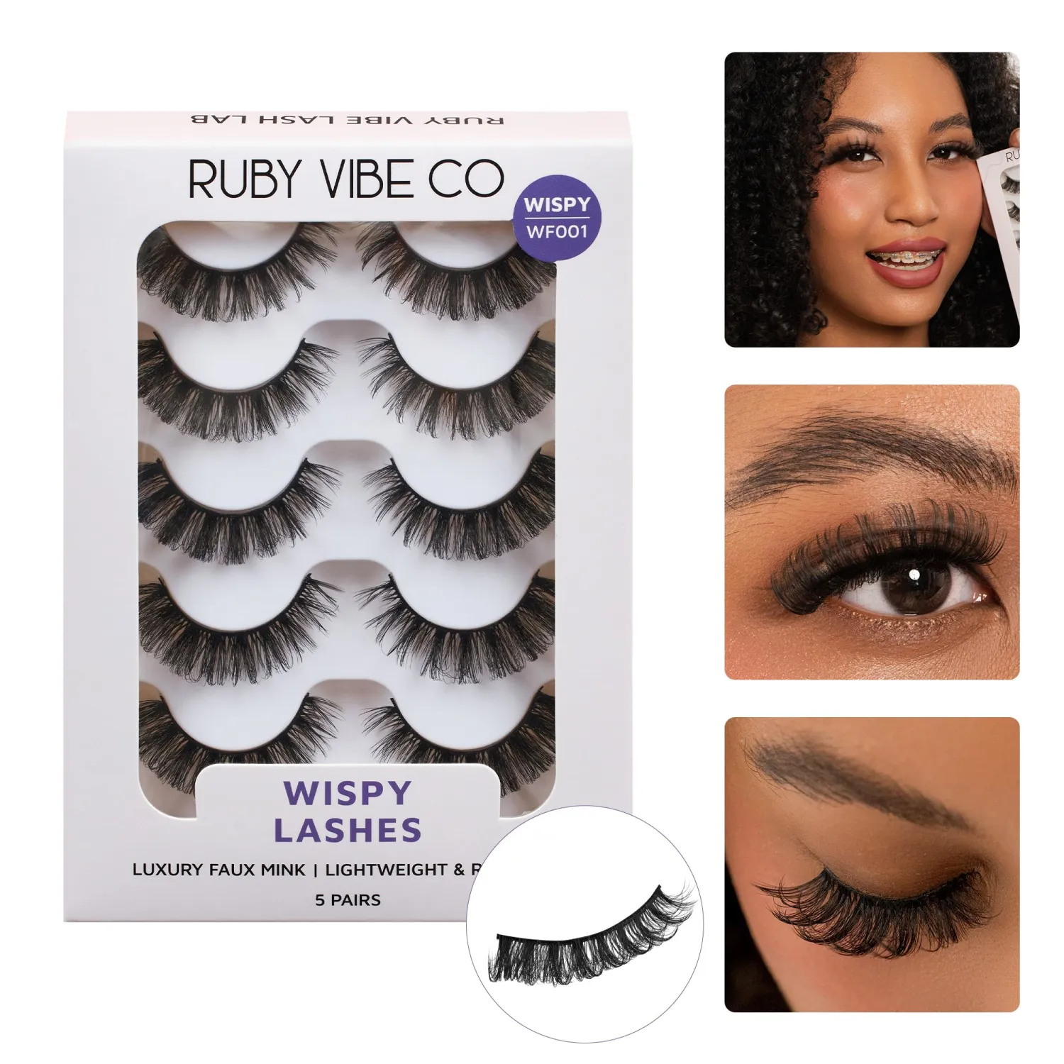 RUBY VIBE CO Lashes Strips, Wispy Lash Strips, Strip Lashes, Faux Mink