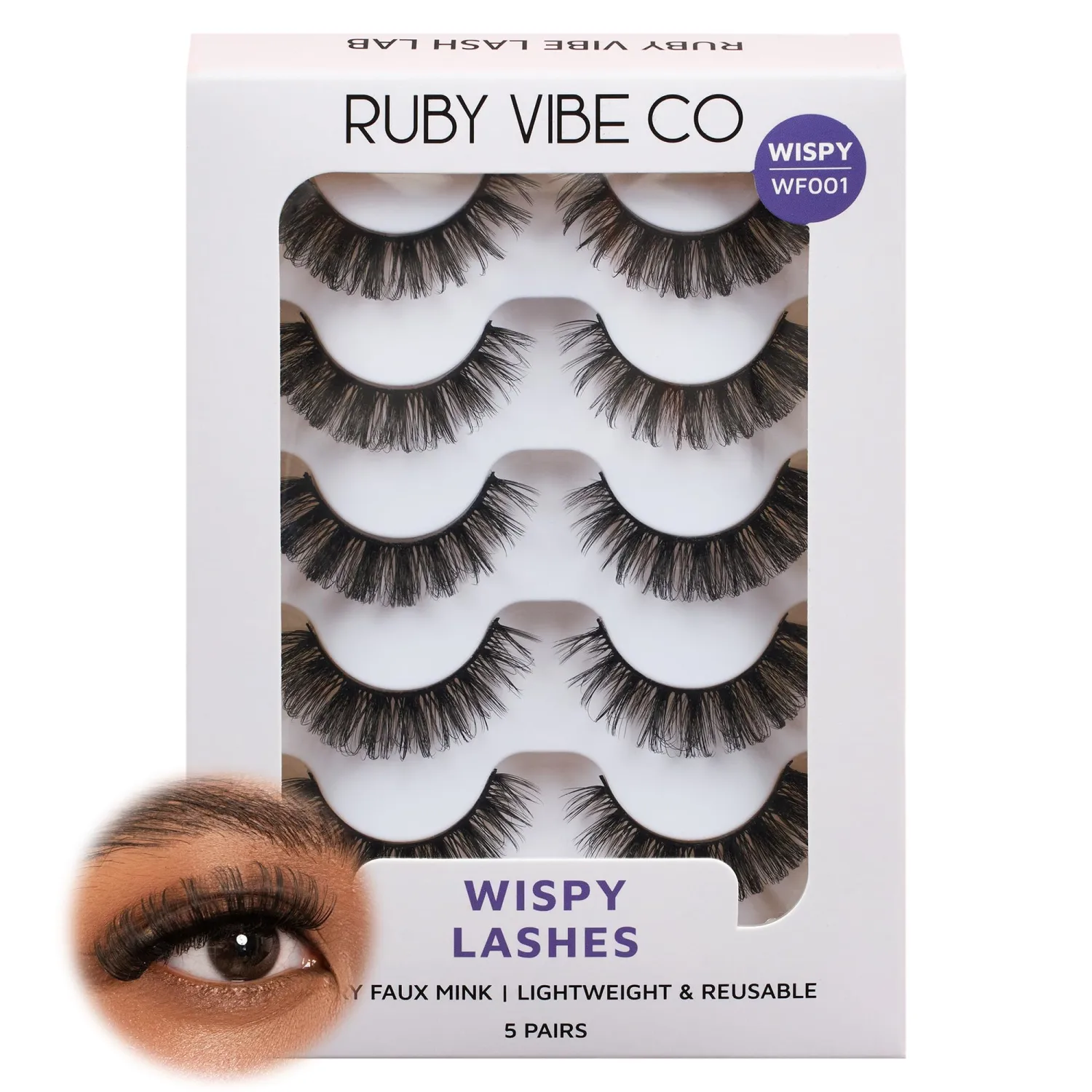RUBY VIBE CO Lashes Strips, Wispy Lash Strips, Strip Lashes, Faux Mink