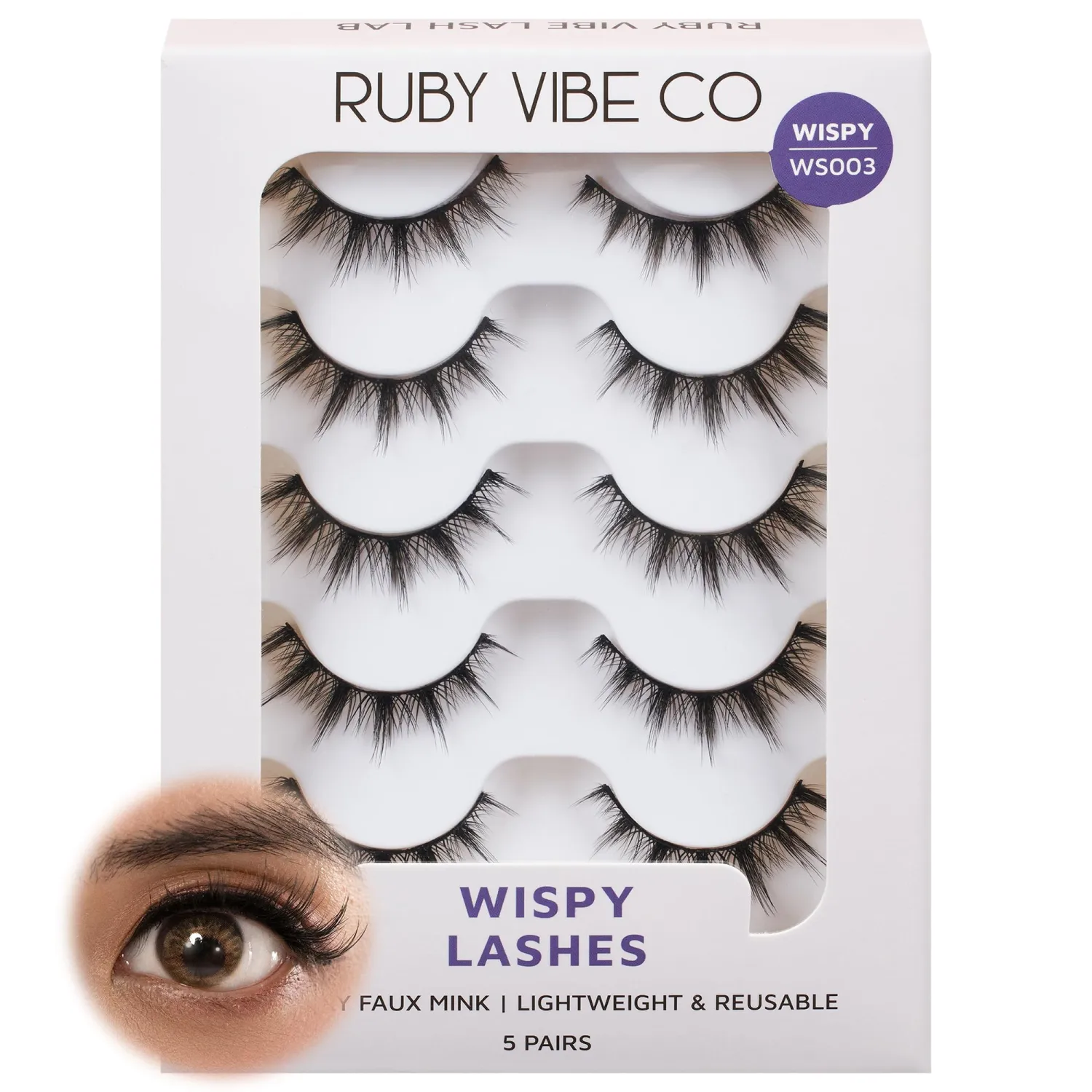RUBY VIBE CO Lashes Strips, Strip Lashes, Spiky Wisps Faux Mink Lashes