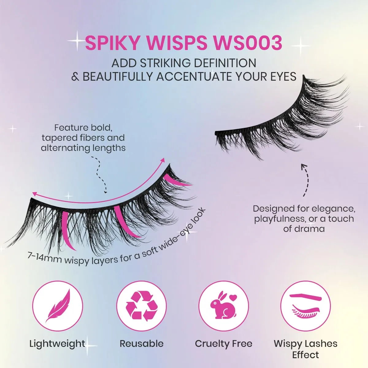 RUBY VIBE CO Lashes Strips, Chic Wisps WC001, Faux Mink Fibers