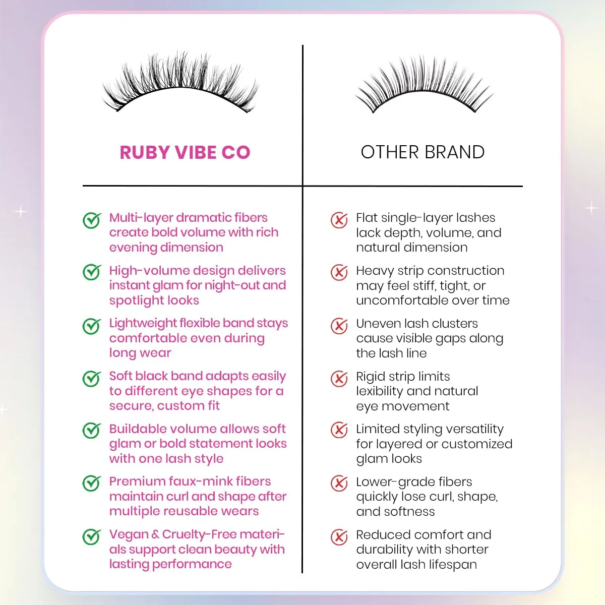 RUBY VIBE CO Dreamy Doll Eye DD002, Faux Mink Lashes, Full Length, 5 Pairs