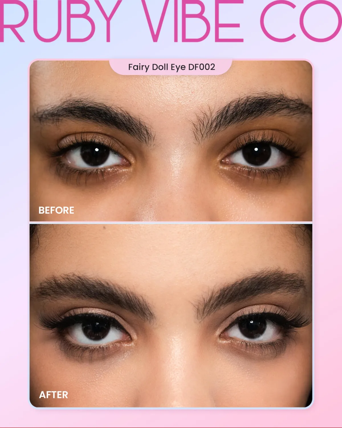 RUBY VIBE CO Lashes Strips, Fairy Doll Eye DF002, Full Length, 5 Pairs