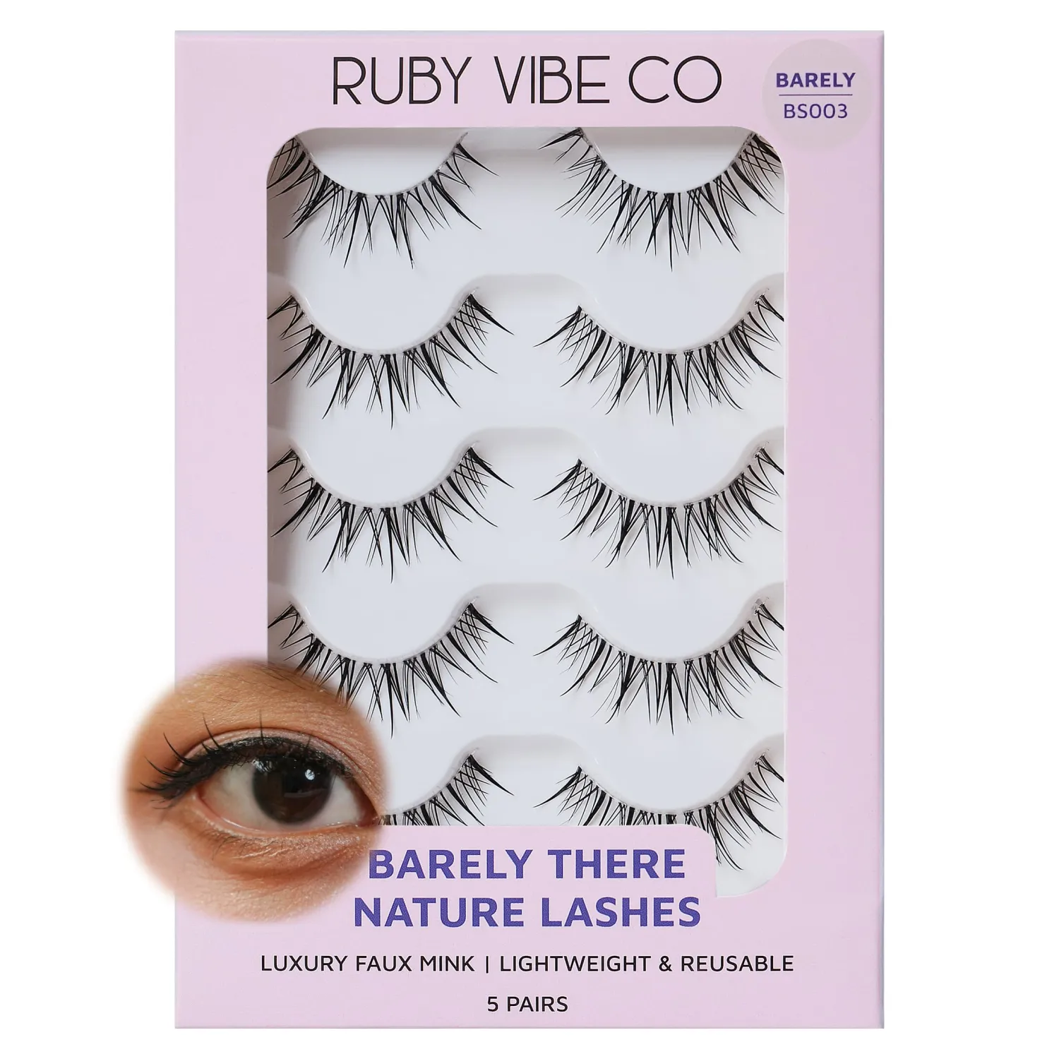 RUBY VIBE CO False Eyelashes, Premium Synthetic Fibers, Subtle Charm BS003