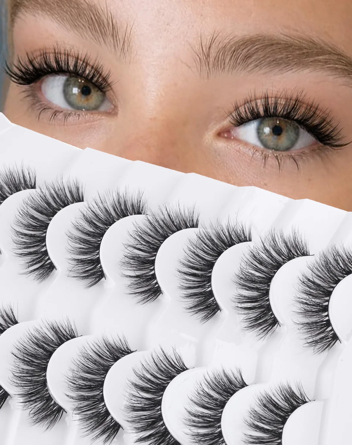 Onlyall Cat Eye Lashes Natural False Eyelashes Wispy Fake Lashes Strips Volume Eyelashes M19