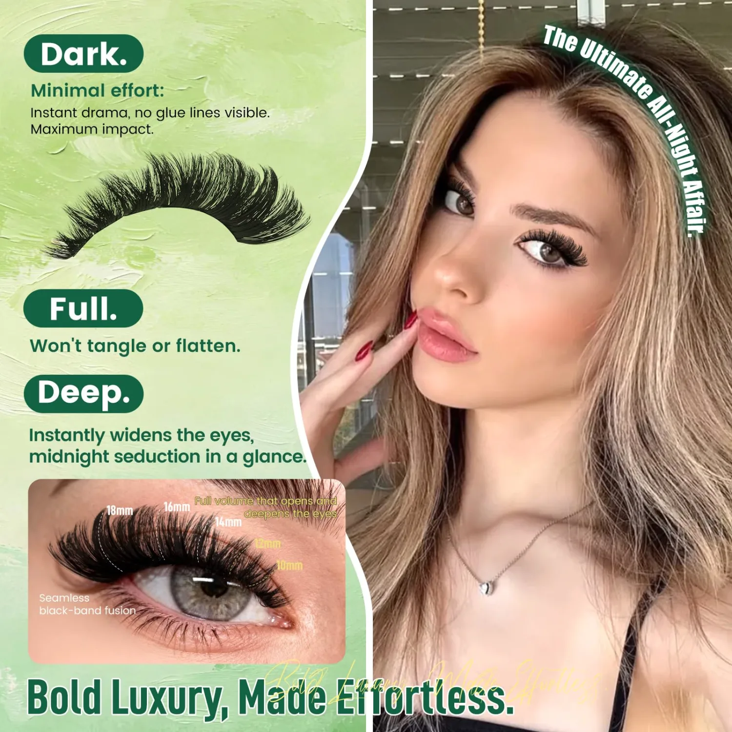 KEYYOU 3D Volume Lash Clusters Black Band Midnight for Dramatic Party Look
