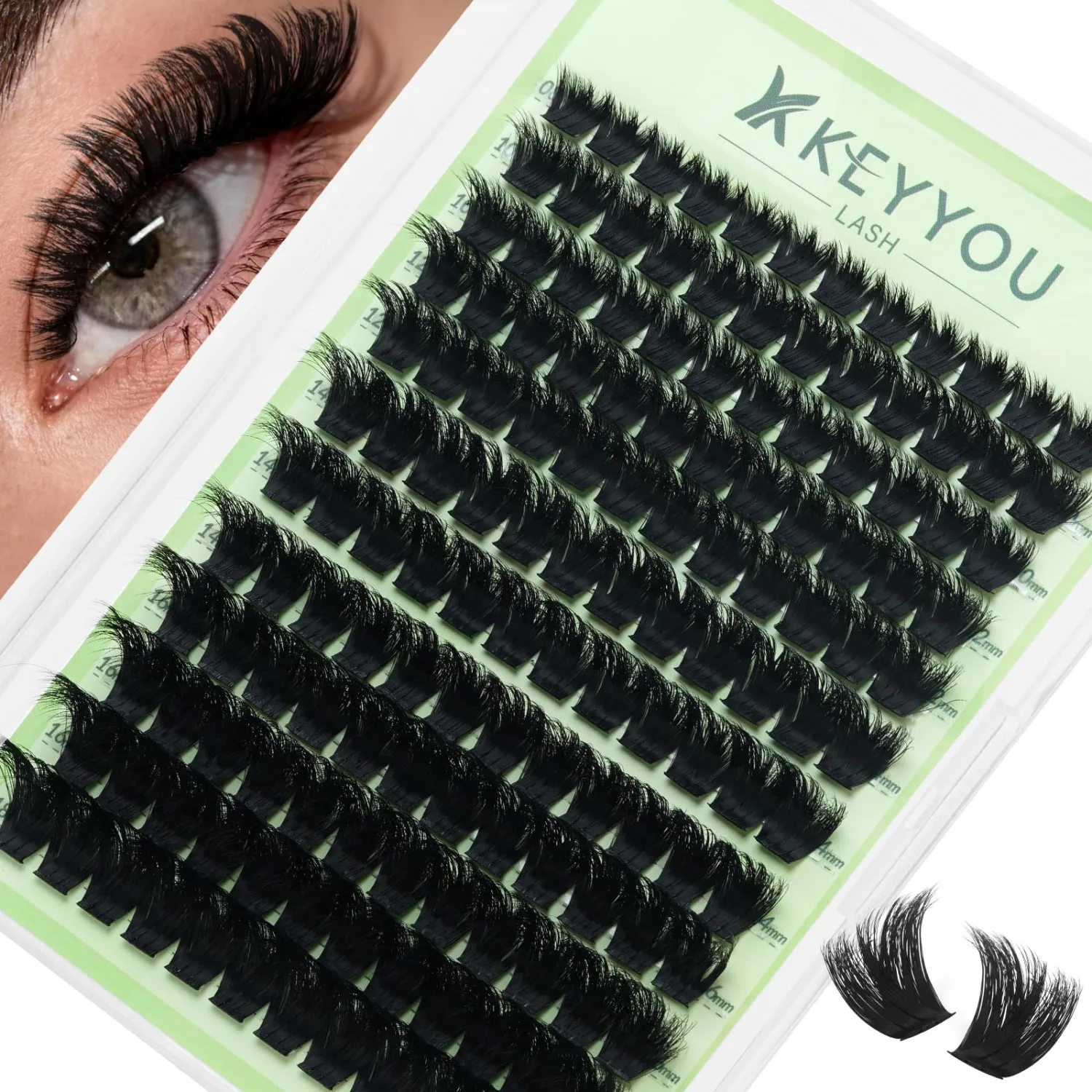 KEYYOU 3D Volume Lash Clusters Black Band Midnight for Dramatic Party Look