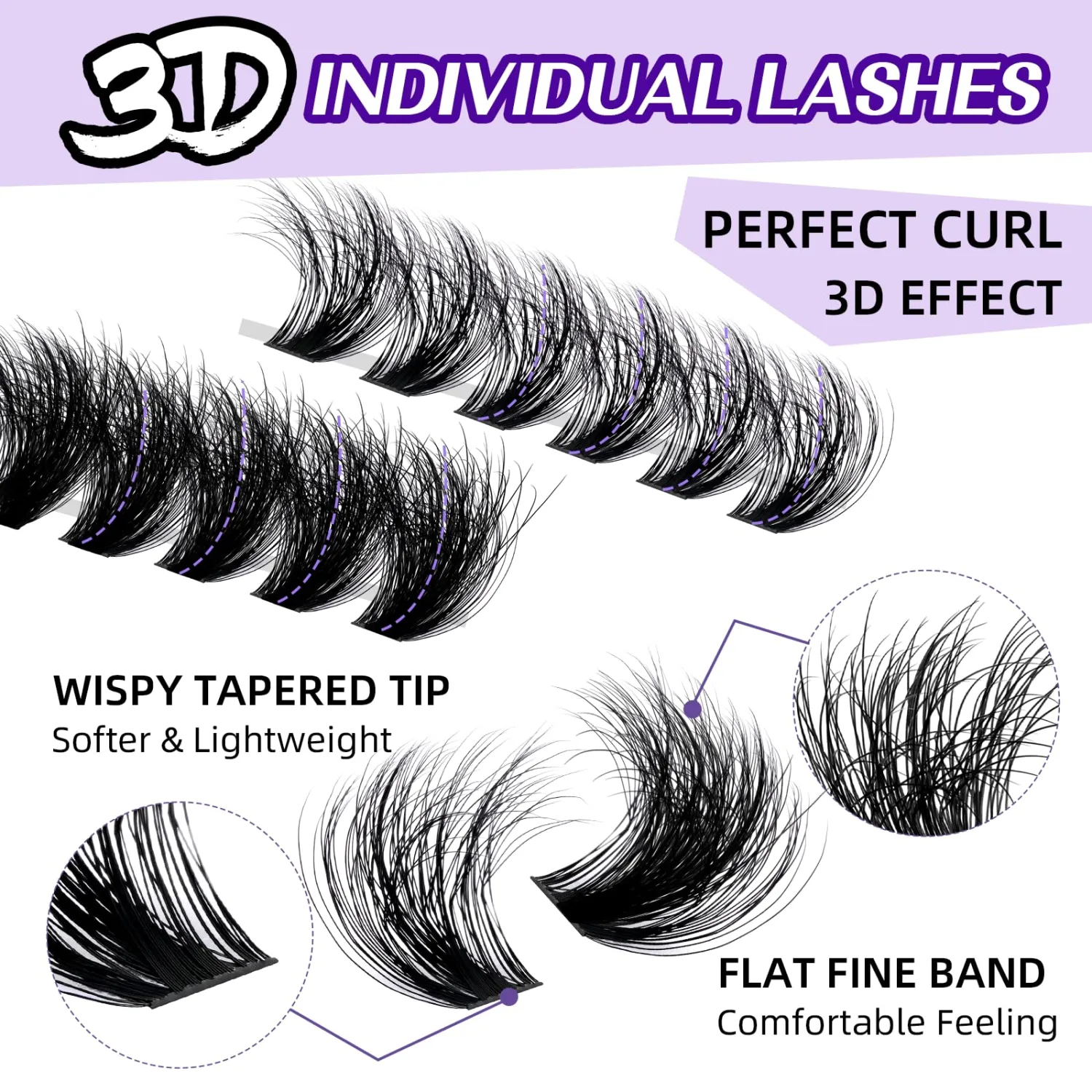 B&Q 100D+200D Fluffy Lash Clusters 3D Volume Eyelash Clusters Eye Lashes