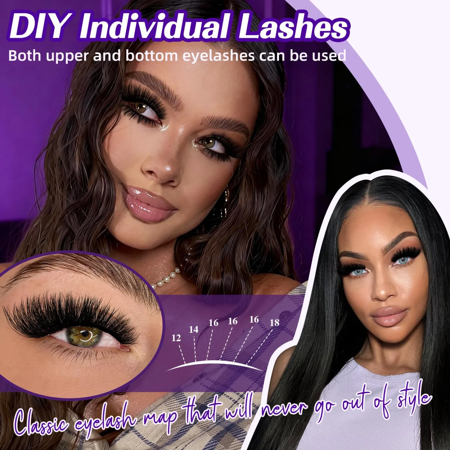 B&Q Fluffy Lash Clusters 200D Thick Lashes Eyelash Extensions Volume Lash Clusters 10-18mm Salon-style Dramatic Fluffy Lashes 280pcs Suitable for Beginners Makeup at Home(Lash-200D)
