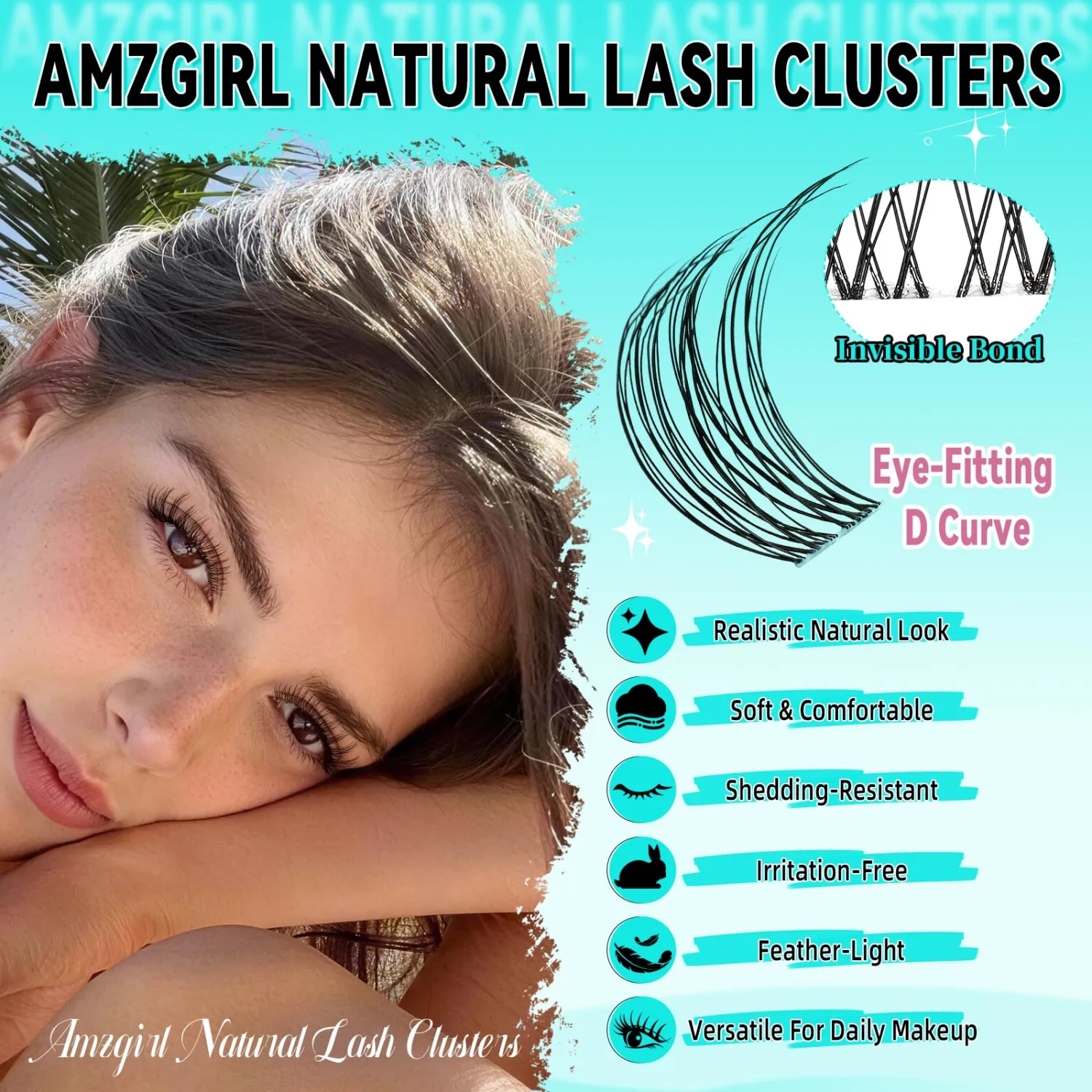 AMZGIRL Natural Lash Clusters, 160PCS Eye Lash Extension for DIY at Home