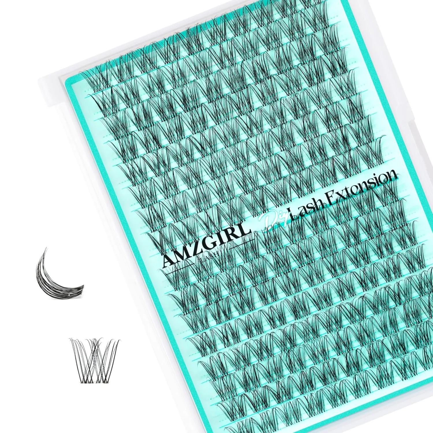 AMZGIRL Natural Lash Clusters, 14MM D Curl Eye Lash Extension for Home DIY