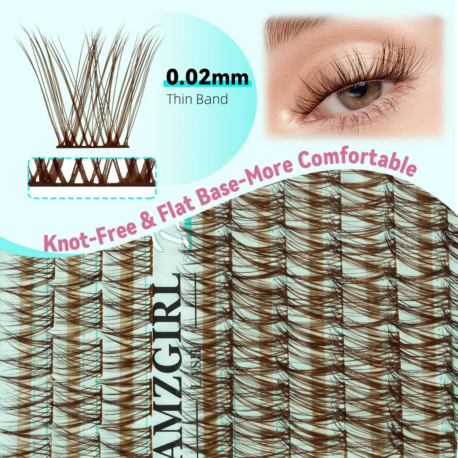 AMZGIRL Brown Lash Clusters, 176PCS Eye Lash Extension for DIY at Home