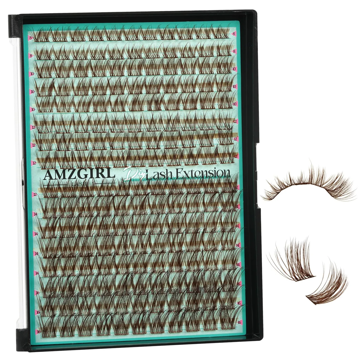 AMZGIRL Brown Lash Clusters, 176PCS Eye Lash Extension for DIY at Home