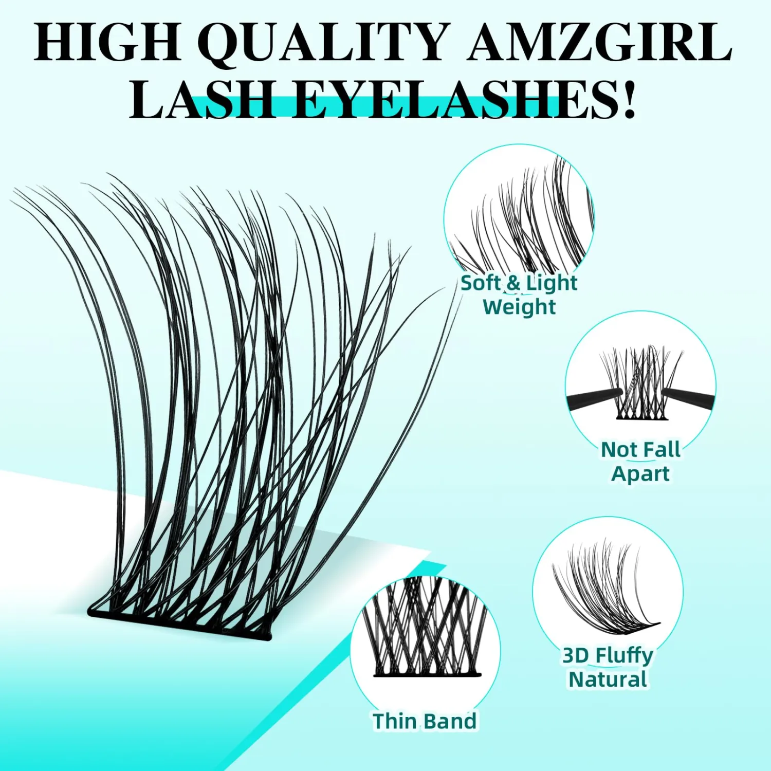 AMZGIRL Natural Lash Clusters, 144PCS Eye Lash Extension for DIY at Home