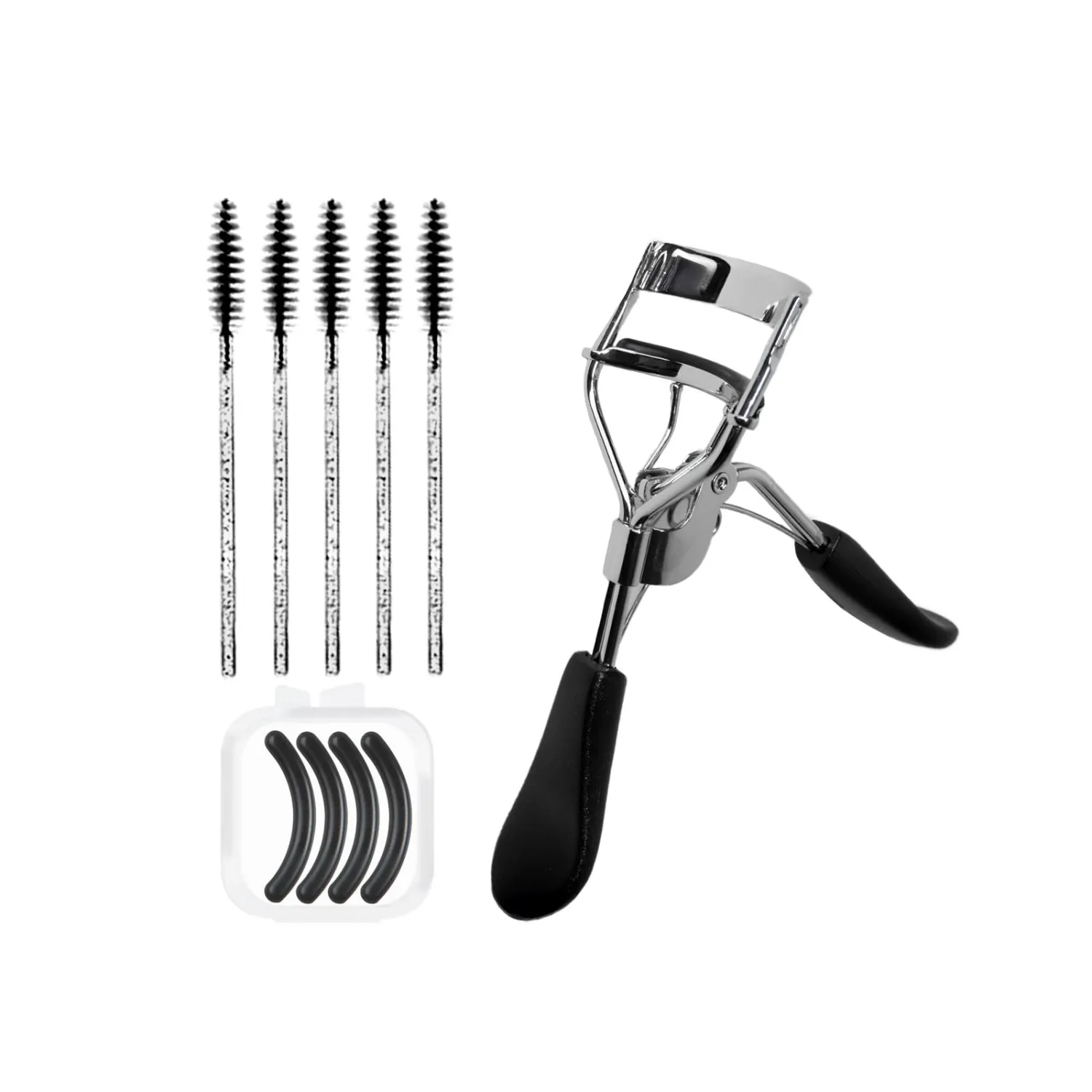 Eyelash Curlers, Lash Curler with Bonus 4Pcs Replacement Lash Pads& 5Pcs Eyelash Spoolies, Eyelash Curler Kit Portable Travel Eyelash Curler for Eyelash Extension (Black)