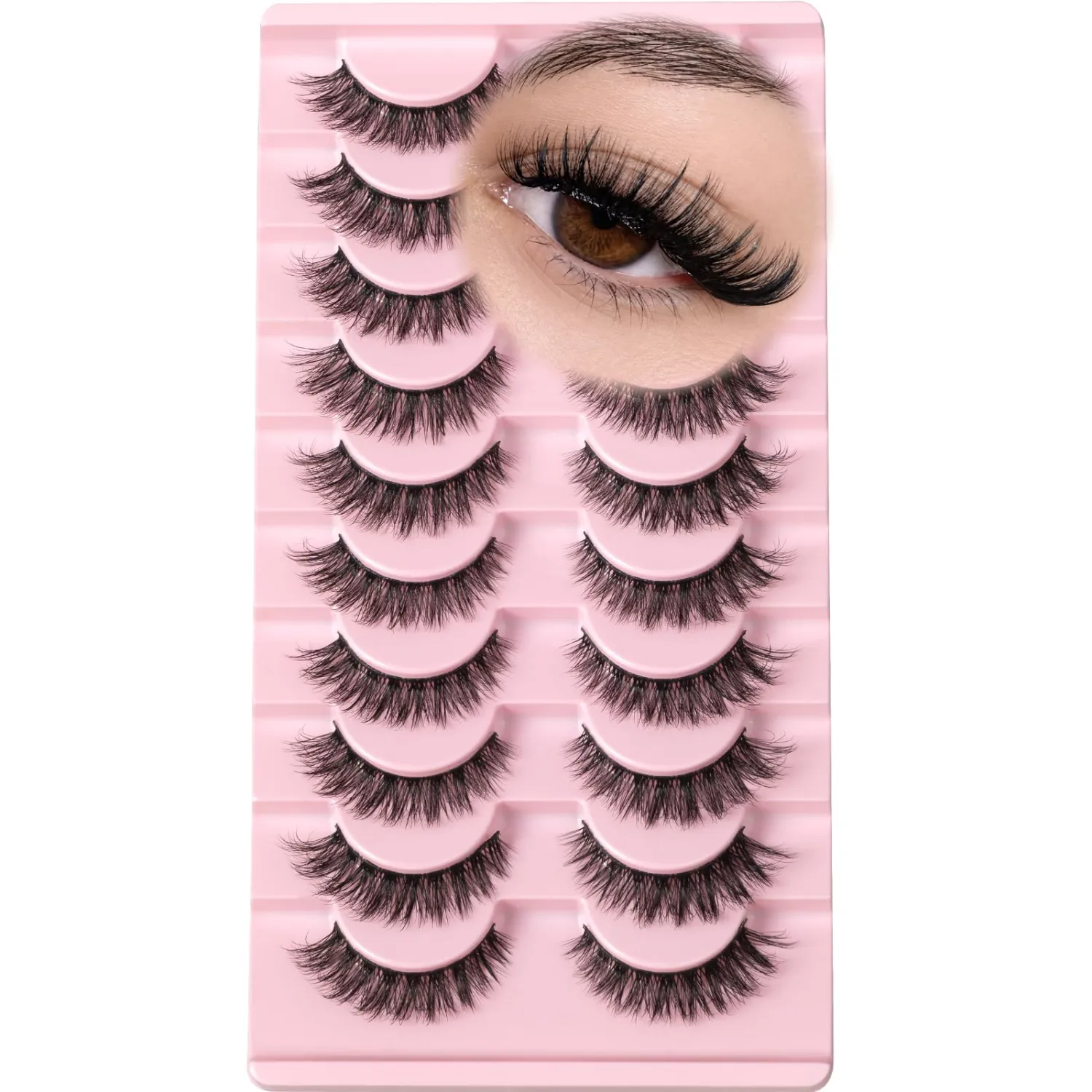 Lashes False Eyelashes Cat Eye Lash Strips Wispy Fake Strip Eyelash Fluffy Natural Cateye Eye Lash Pack Demi Wispies Short Full Pestañas Postizas Natural Looking Easy Eyelash for Daily Makeup