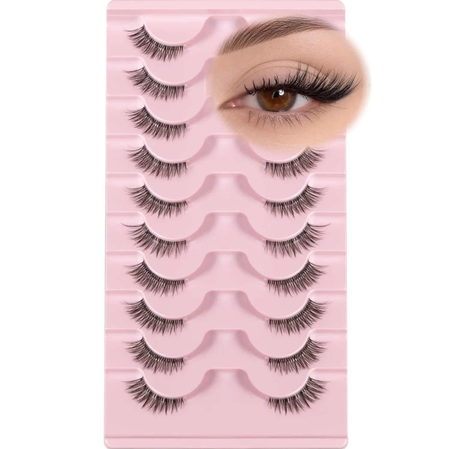 Half Lashes False Eyelashes Wispy Lash Strips Cat Eye Fake Strip Eyelash Natural Cateye Eye Lash Demi Wispies Short Full Pestañas Postizas Easy Eyelashes for Women Daily Makeup