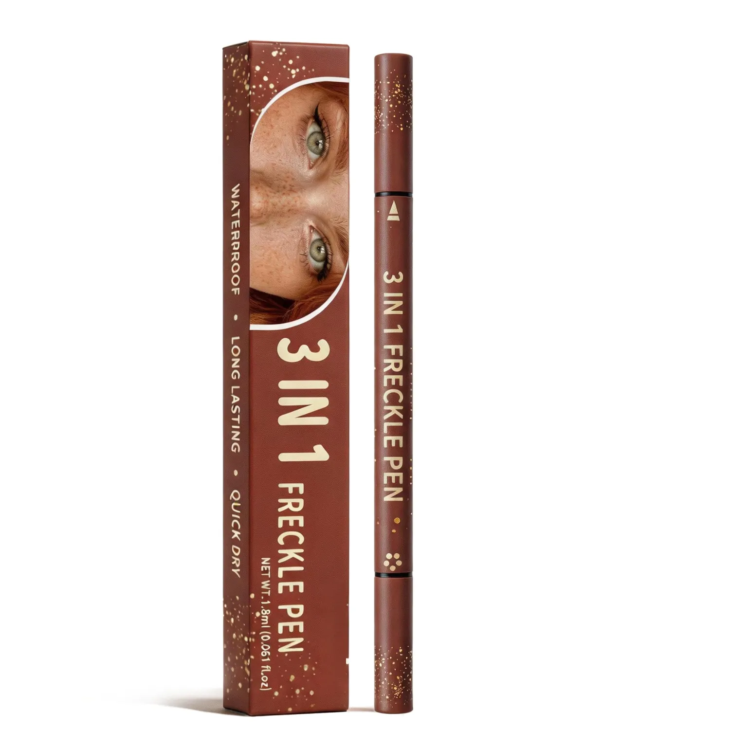 3-in-1 Freckle Pen with Stamp (Brown, (1 Pack))
