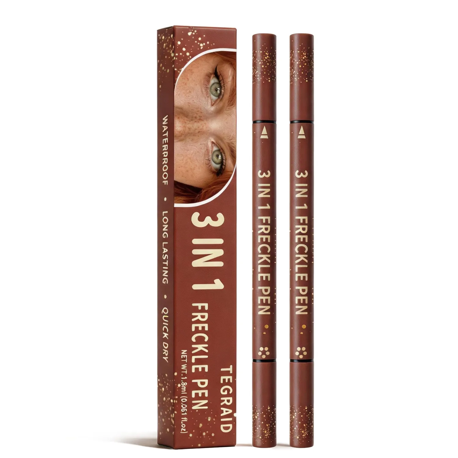 3-in-1 Freckle Pen with Stamp (Black-1, （2 Pack）)