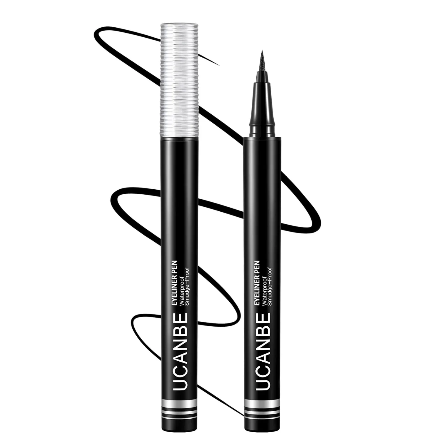 UCANBE Black Liquid Eyeliner Pen, Waterproof Eye Liner with Fine Brush Tip