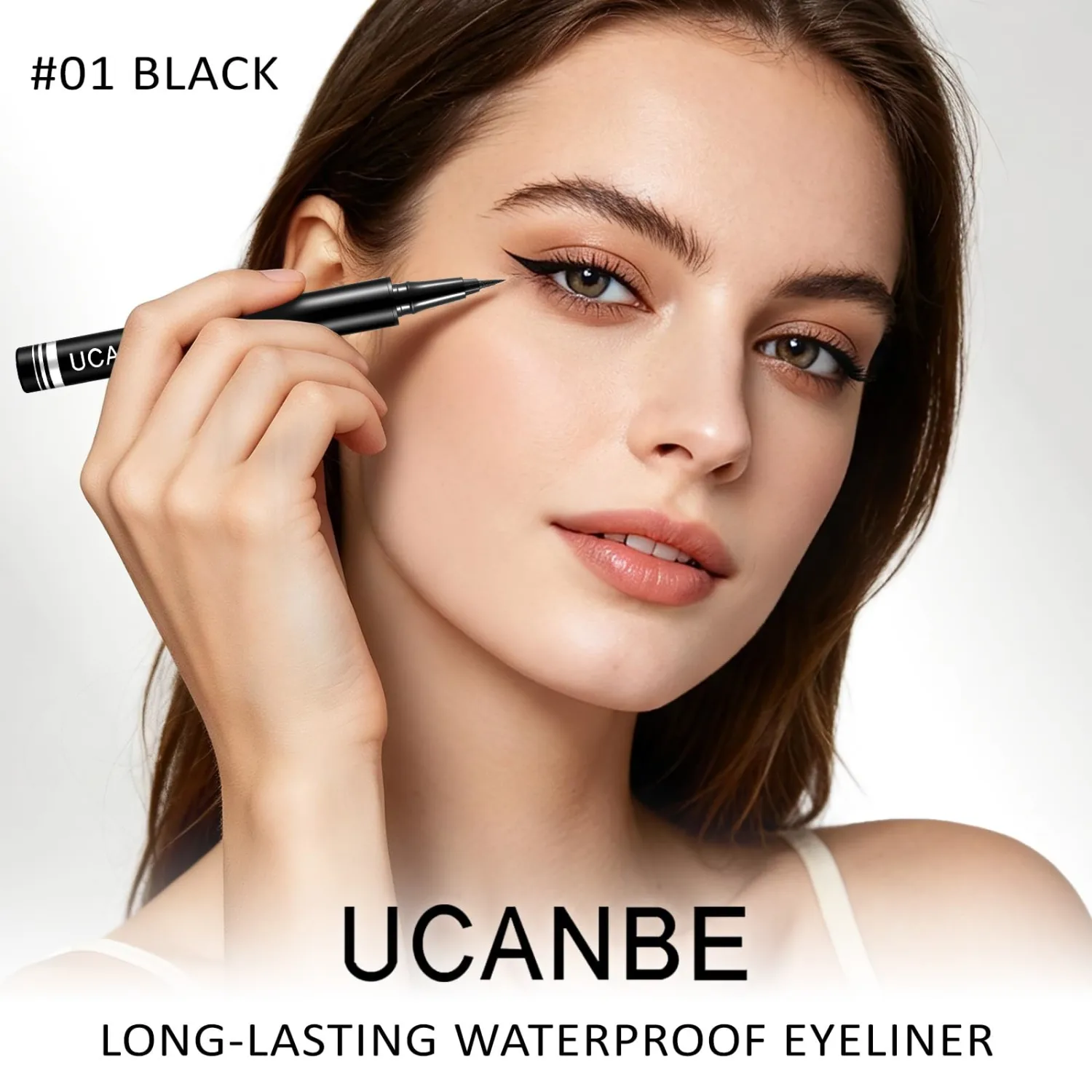 UCANBE Black Liquid Eyeliner Pen, Waterproof Eye Liner with Fine Brush Tip