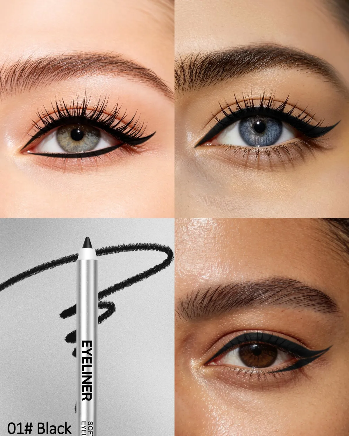 Matte Black Gel Eyeliner Pencil, Waterproof Waterline Creamy Eye Liner Pen