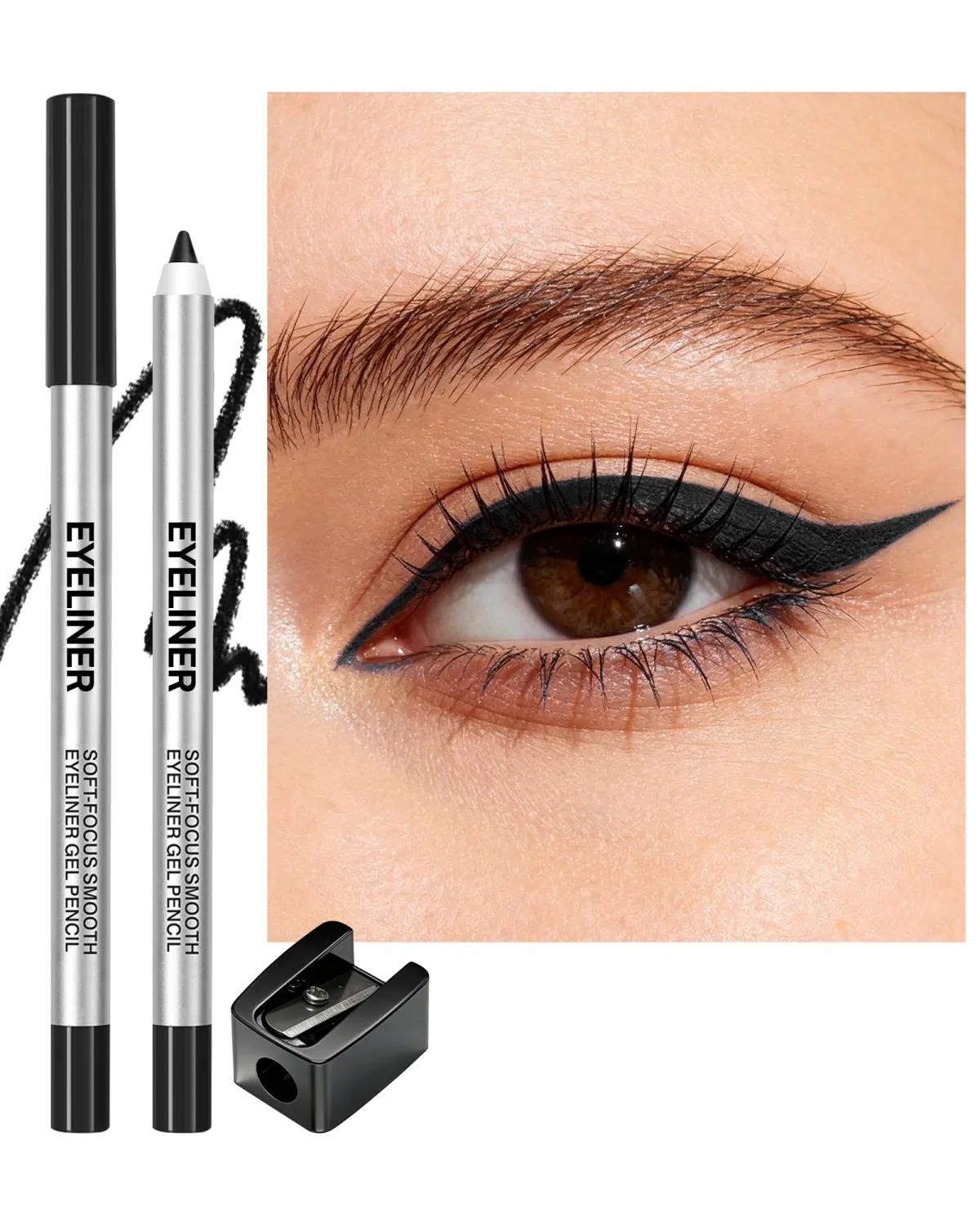 Matte Black Gel Eyeliner Pencil, Waterproof Waterline Creamy Eye Liner Pen