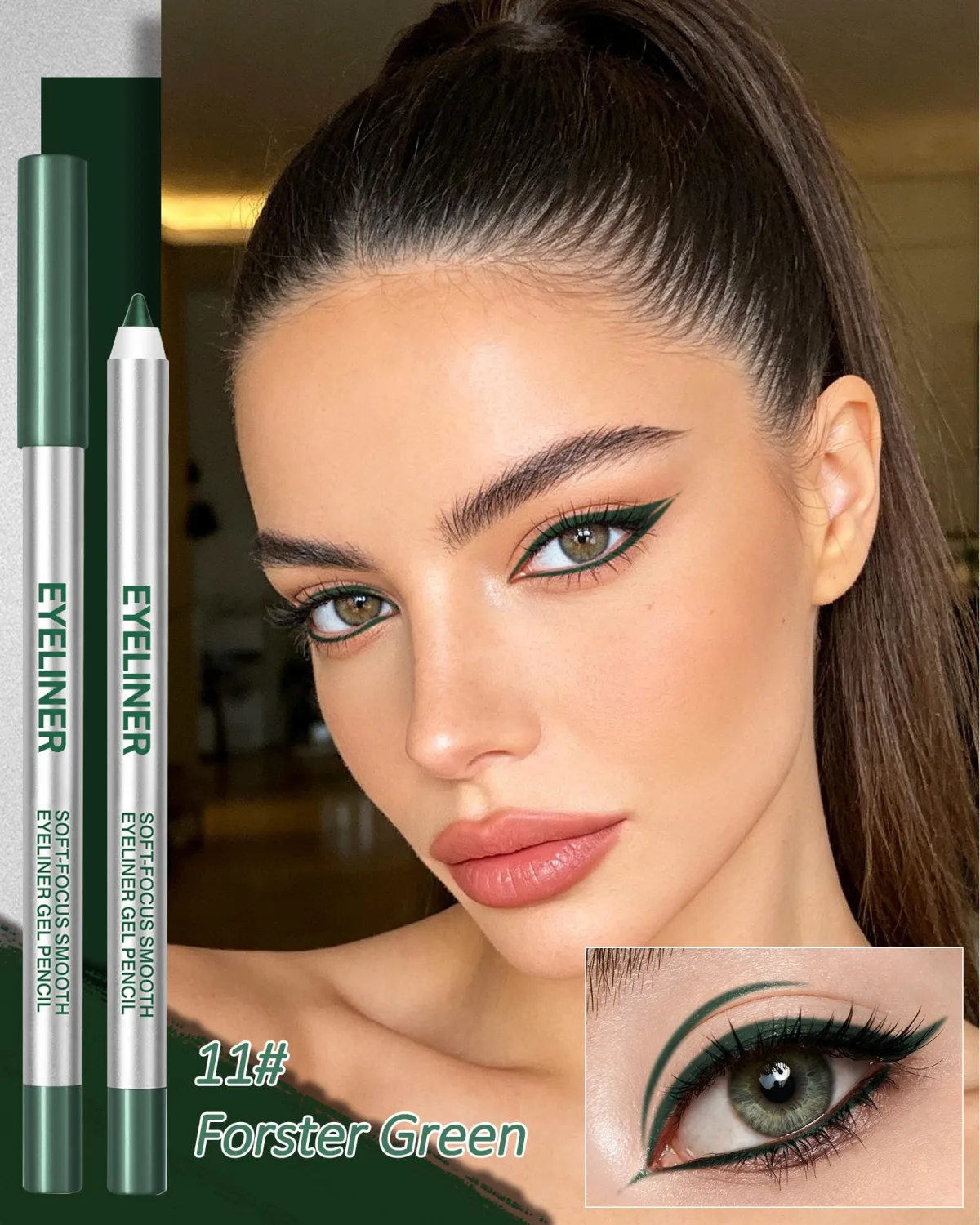 Matte Forster Green Gel Eyeliner, Waterproof Waterline Creamy Eye Liner Pen