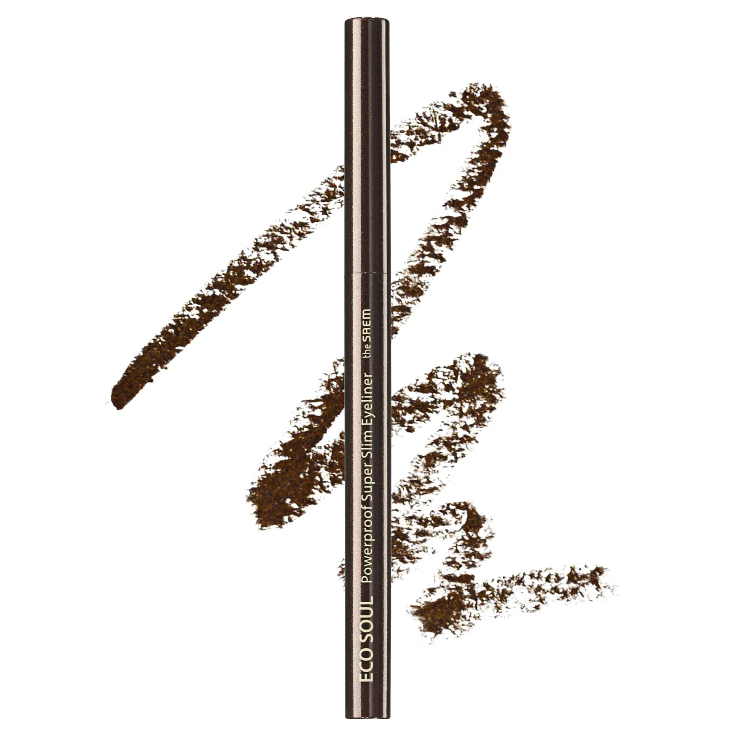 THESAEM Eco Soul Powerproof Super Slim Eyeliner - 2mm Micro Precision Gel Eyeliner, 0.003 oz (0.1g) - BR05 Choco Brown
