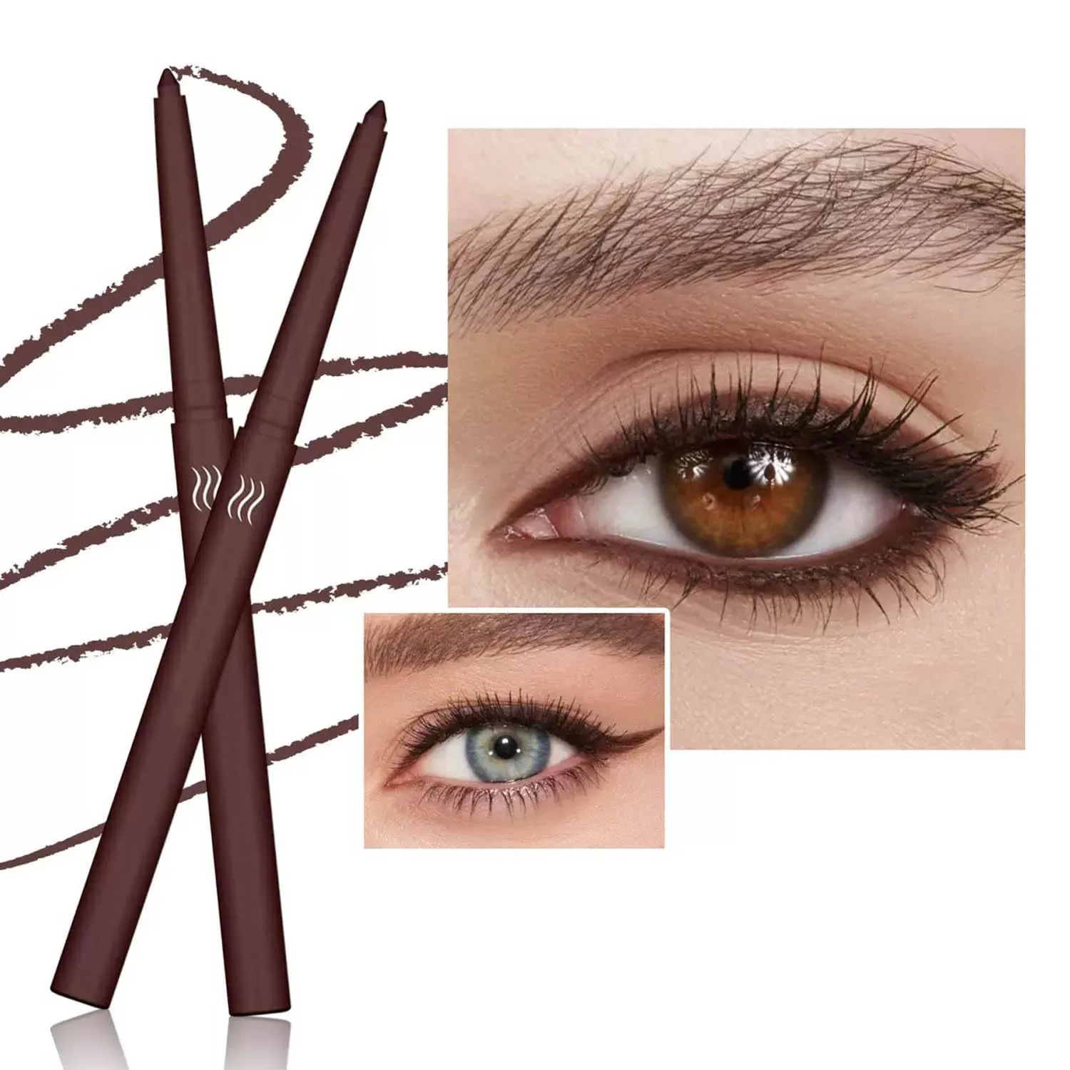 Brown Matte Gel Eyeliner Pencil, Retractable Cream Liner for Daily & Graphic Eye Makeup (11#)