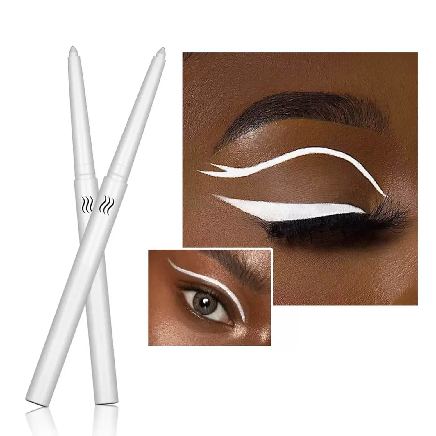 White Matte Gel Eyeliner Pencil, Waterproof Rotating Cream Eyeliner for Graphic Eye Makeup (01#)