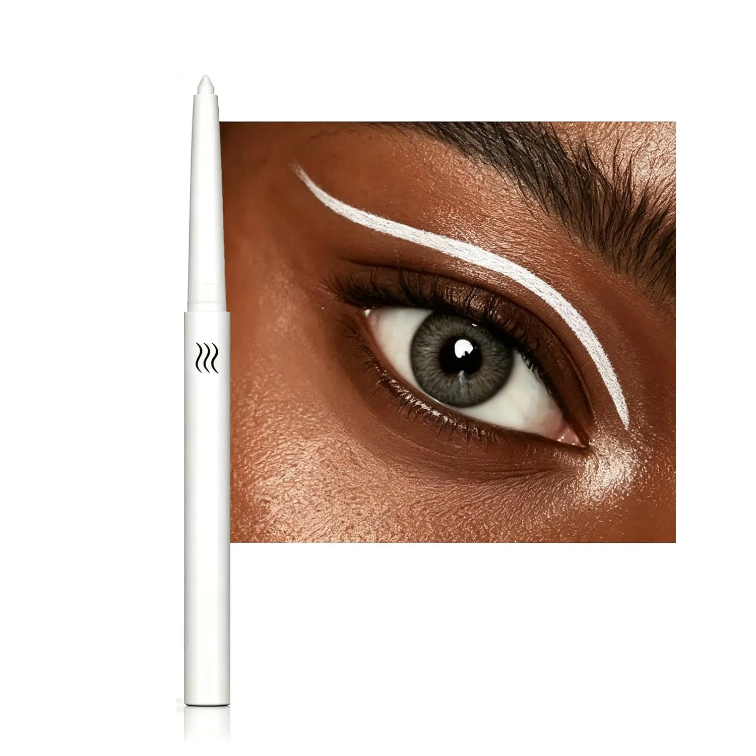 White Matte Gel Eyeliner Pencil, Waterproof Rotating Cream Eyeliner for Graphic Eye Makeup (01#)