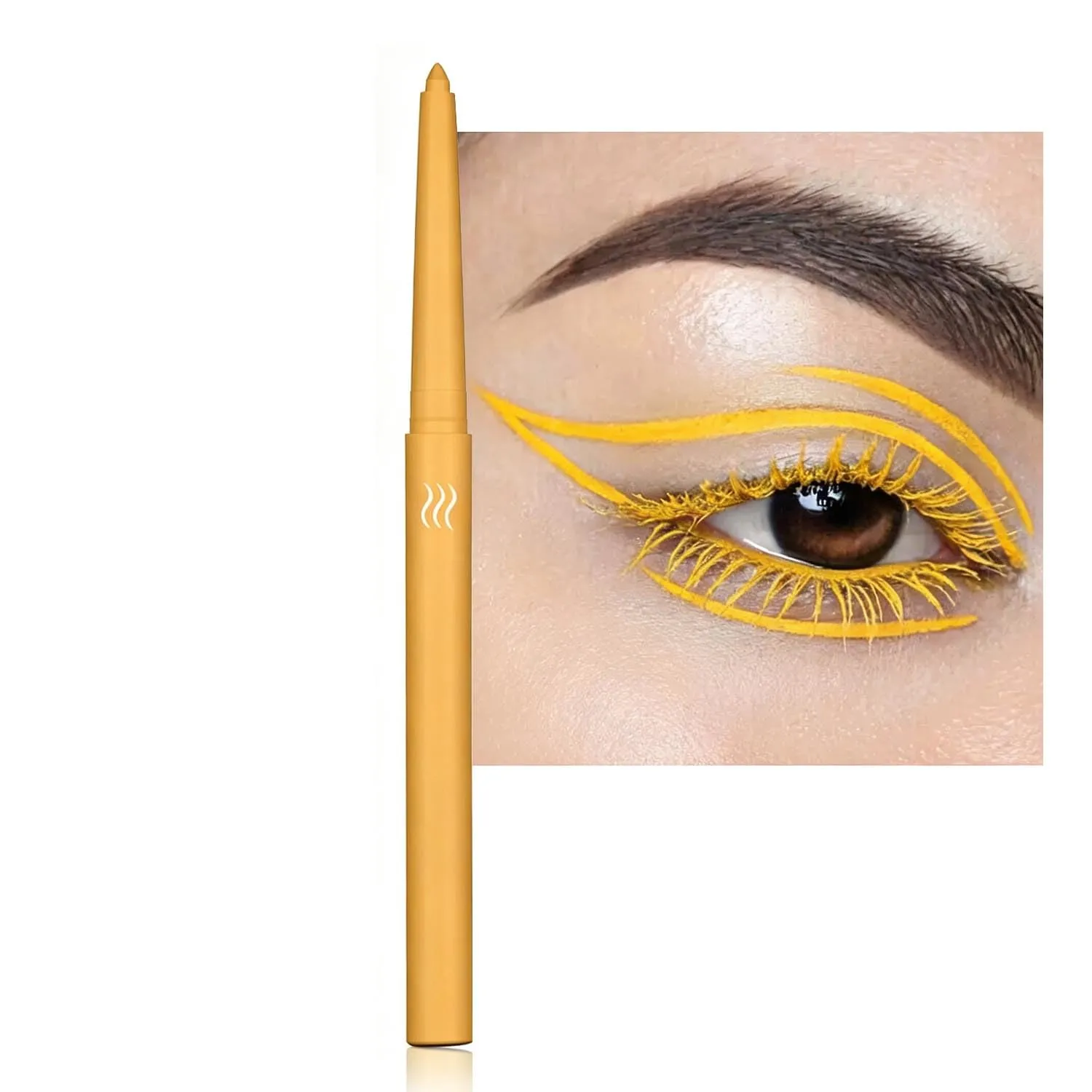 Yellow Matte Gel Eyeliner Pencil, Retractable Cream Liner for Graphic Eye Makeup (05#)