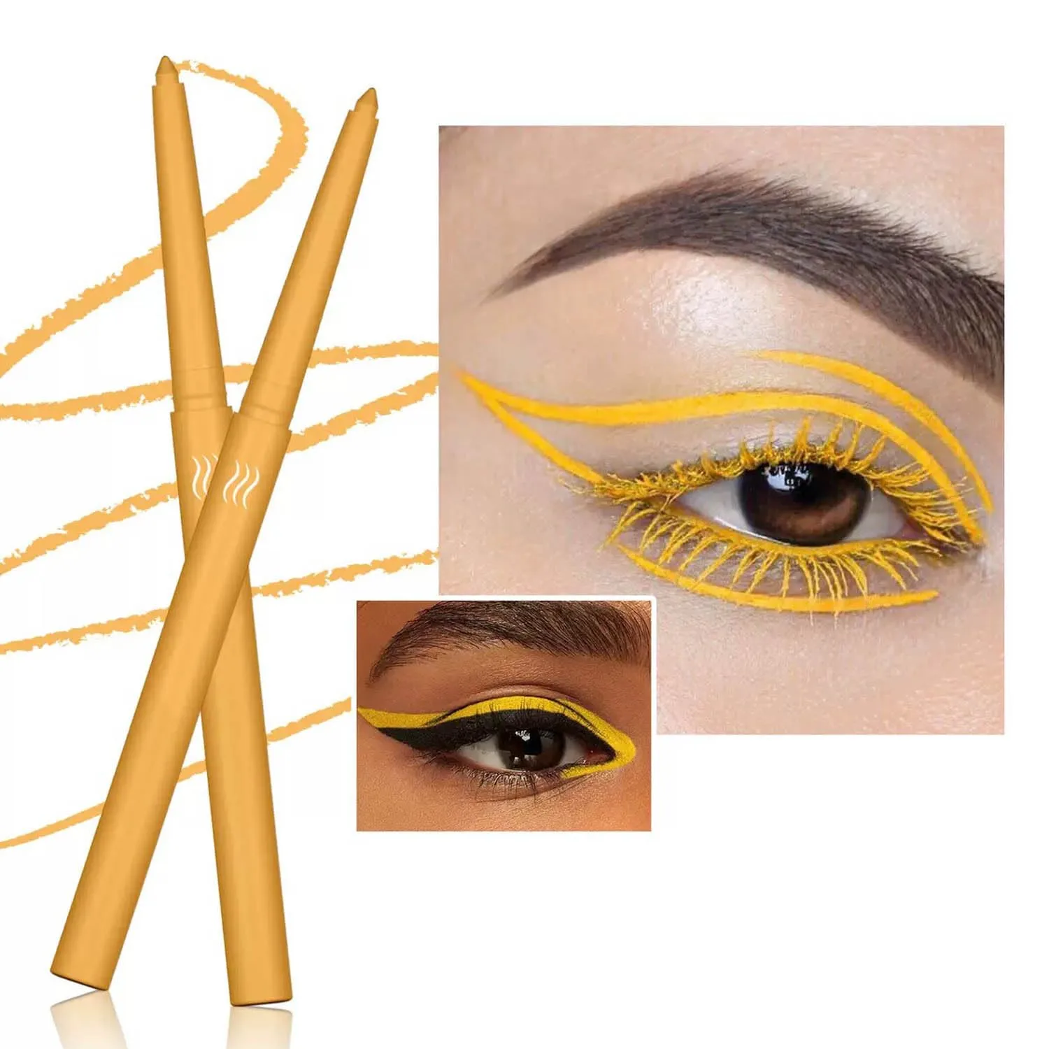 Yellow Matte Gel Eyeliner Pencil, Retractable Cream Liner for Graphic Eye Makeup (05#)